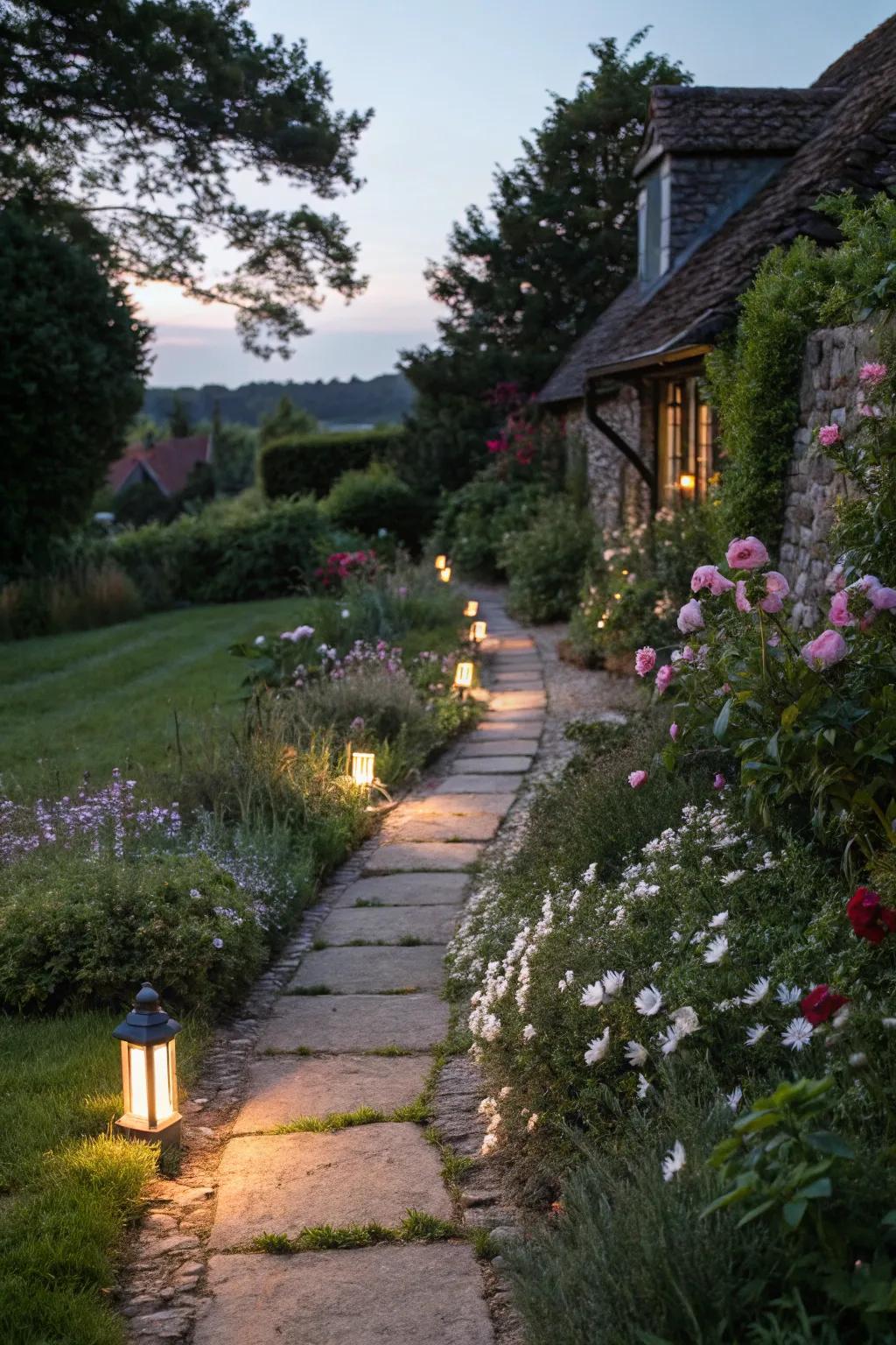 A wonderfully illuminated garden route leading the way.