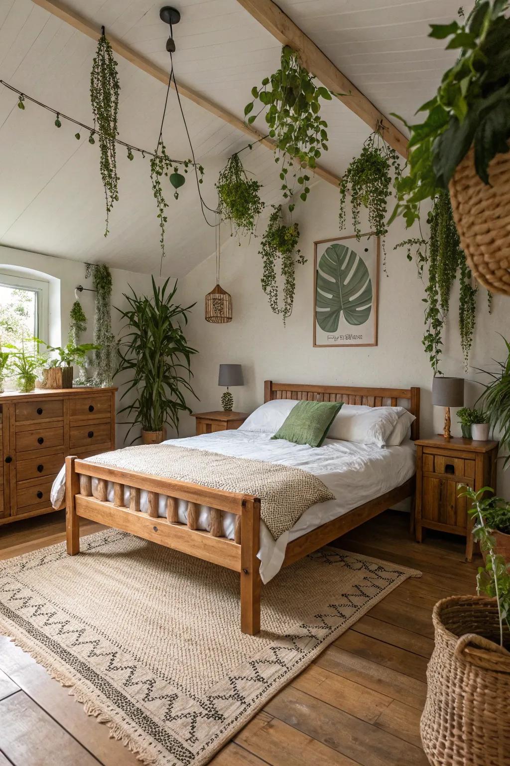 Natural accents such as timber and greenery fashion a tranquil ambiance.