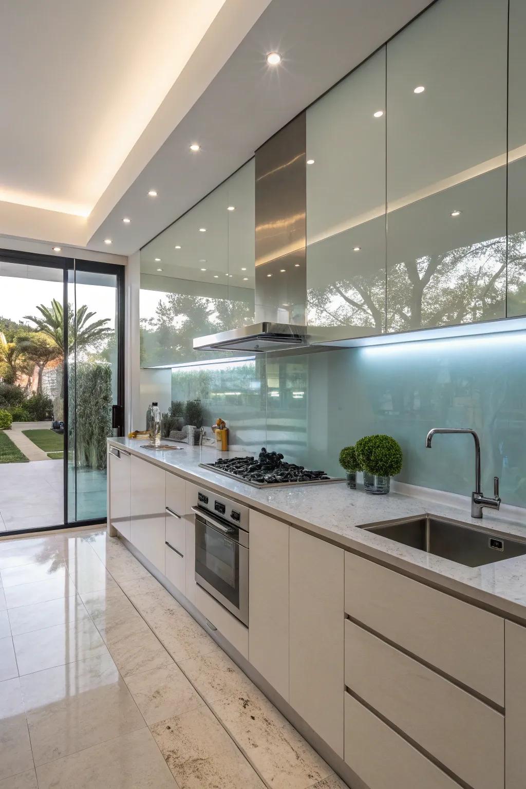 Glass backsplashes infuse your kitchen with a sense of modernity and brightness.
