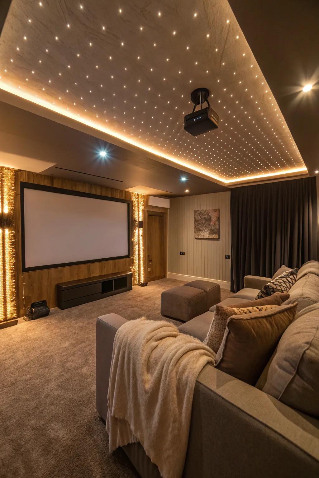 Atmospheric lighting can turn your cinema room into a comfortable space.