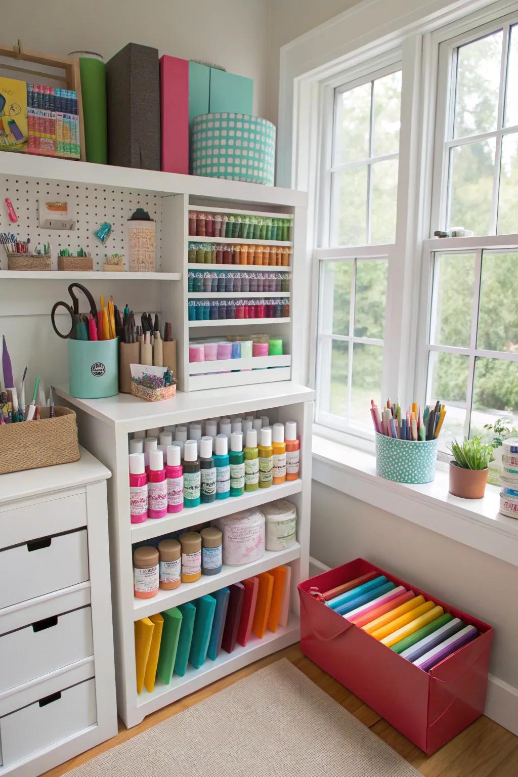 Functionality and visual appeal are both enhanced by open shelving.
