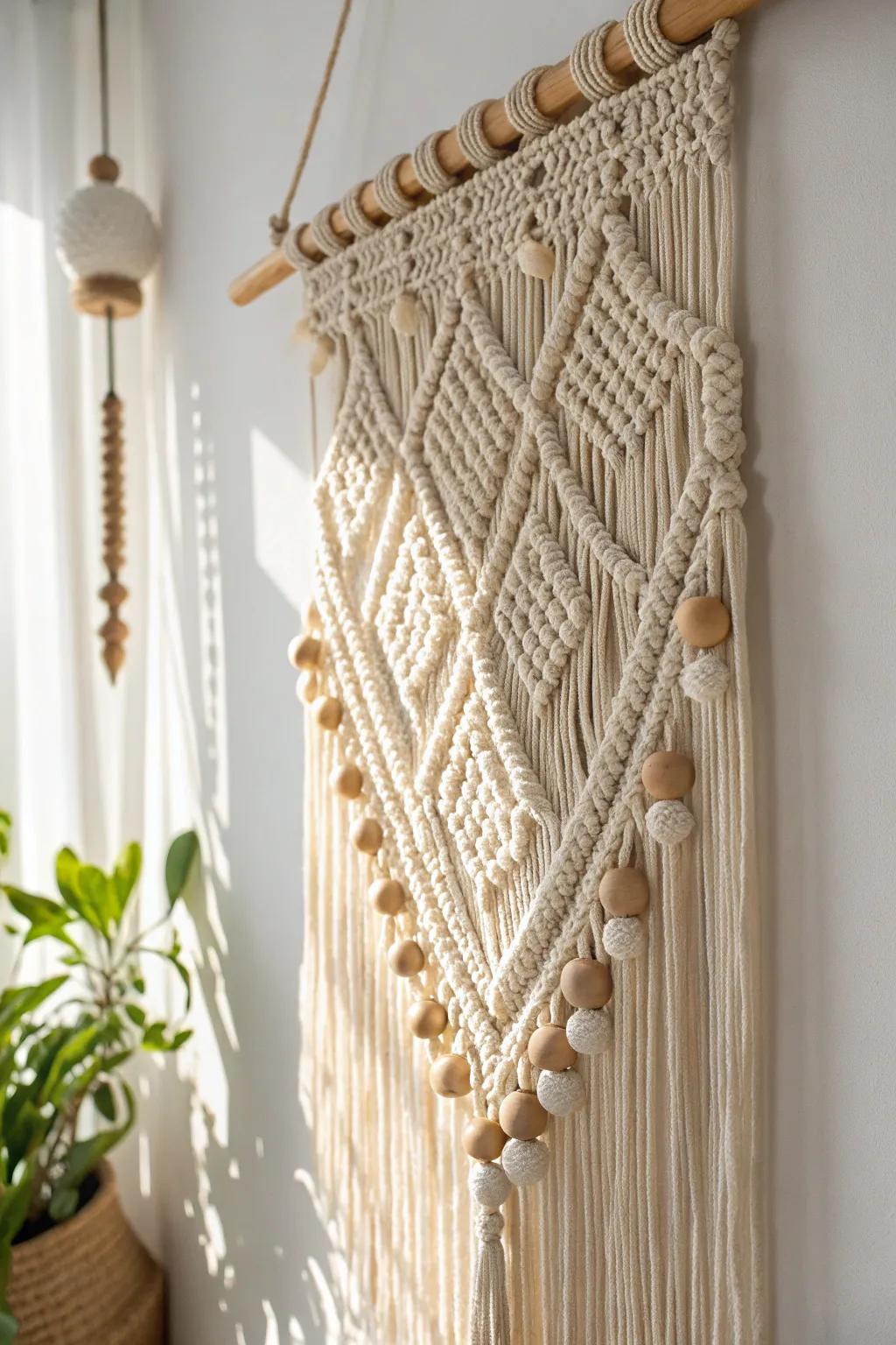 Heighten your area with the enduring charm of a knotted wall hanging, where effortlessness converges with boho refinement.