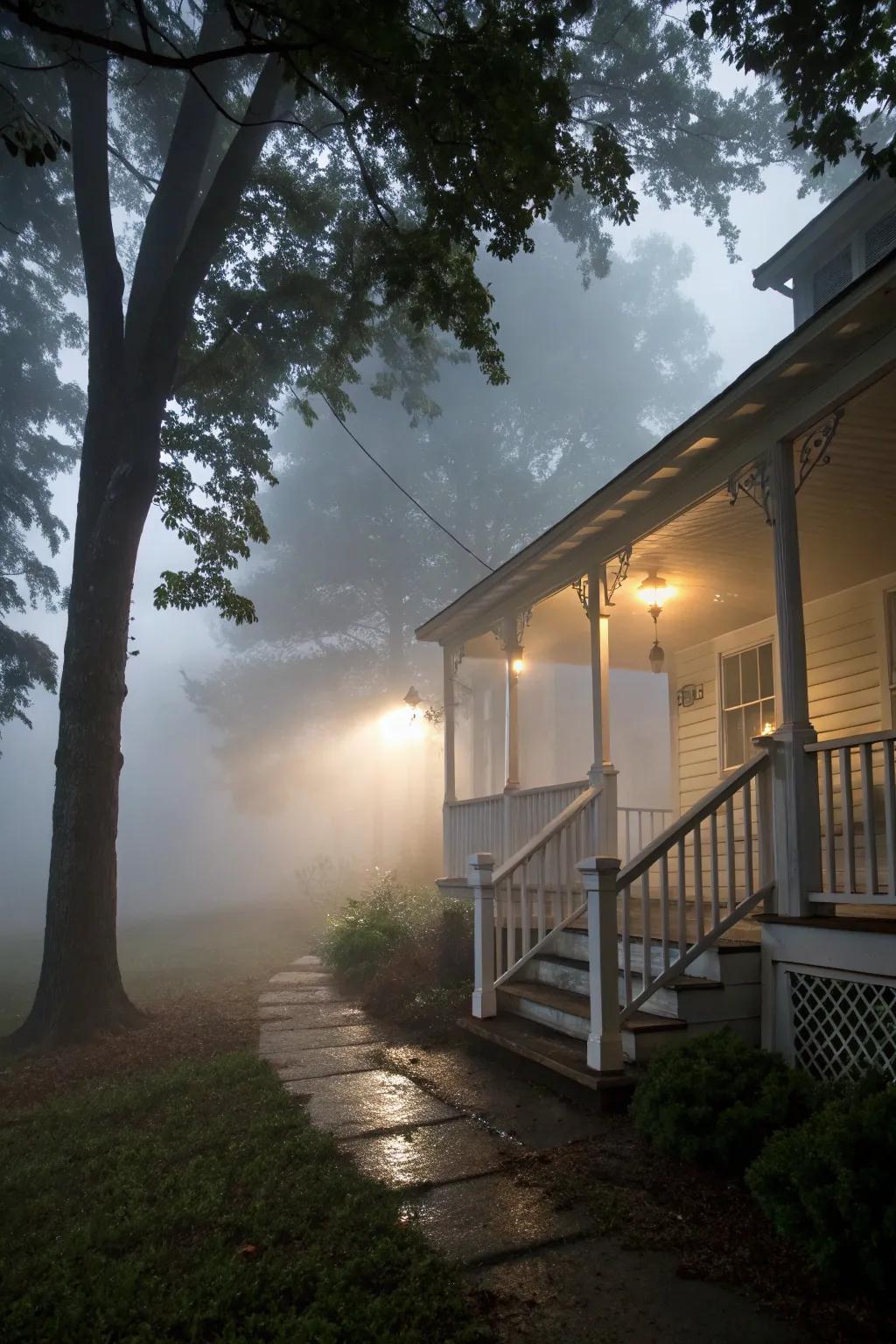 A misty entrance adds instant Halloween mystery.