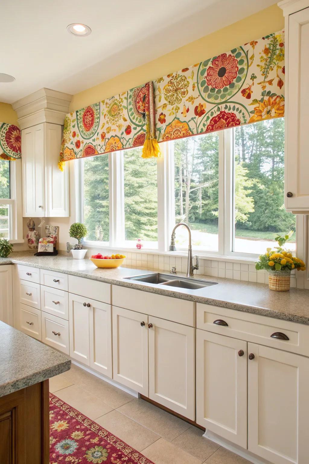 Elevate your kitchen with delightful fasten and loop window toppers.