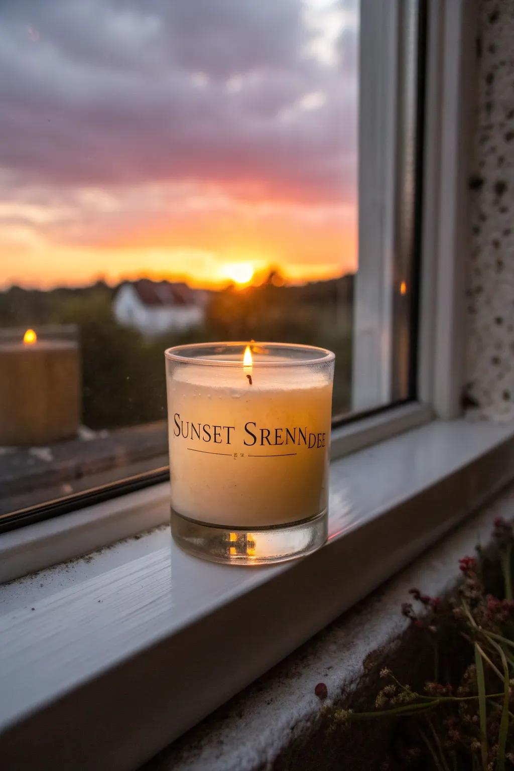 Twilight Tune Candle with a Golden Glow