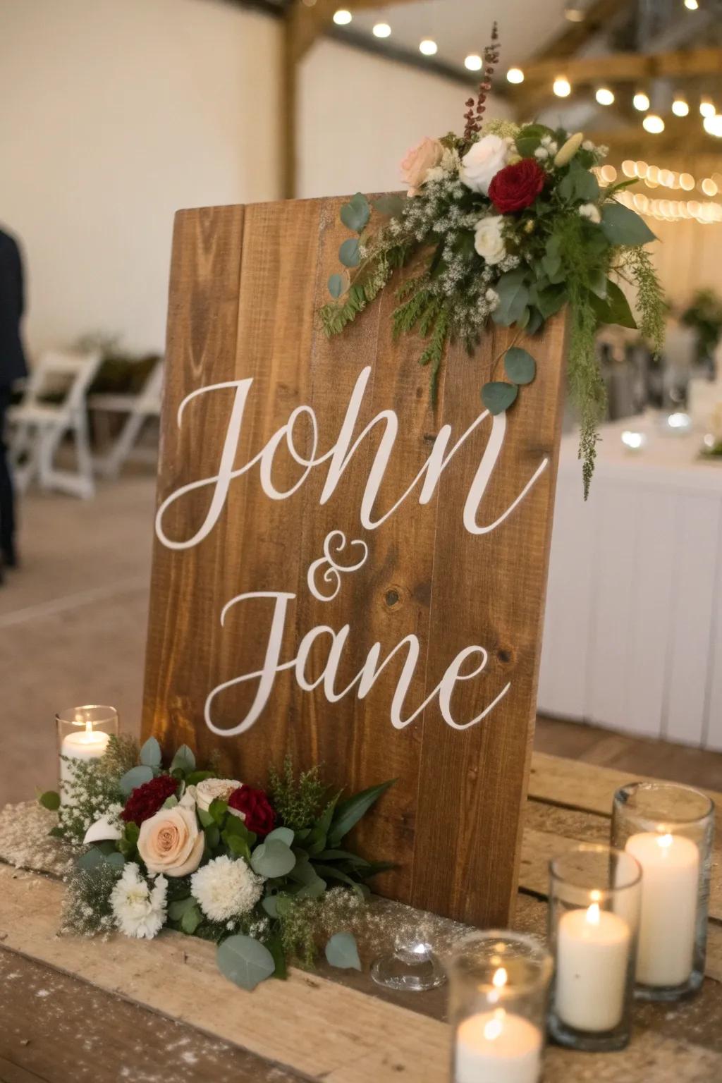A bespoke wedding marker guiding attendees with elegance.