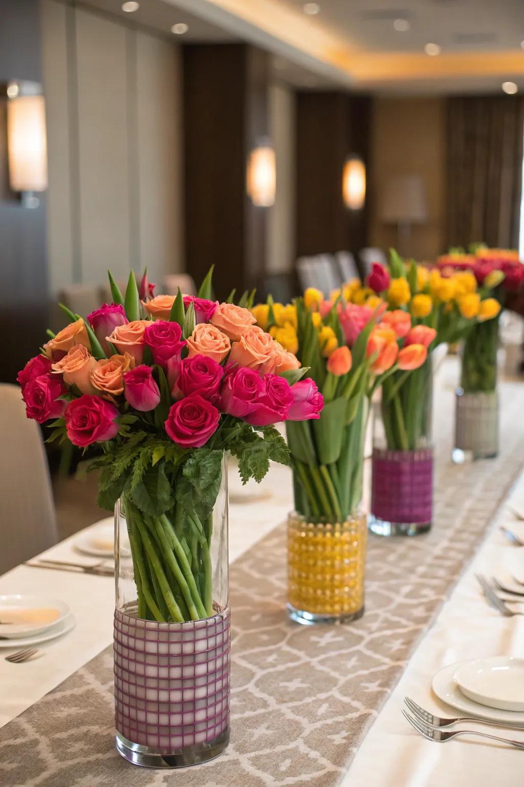 Fresh flowers bring vibrancy and aroma to your focal point.