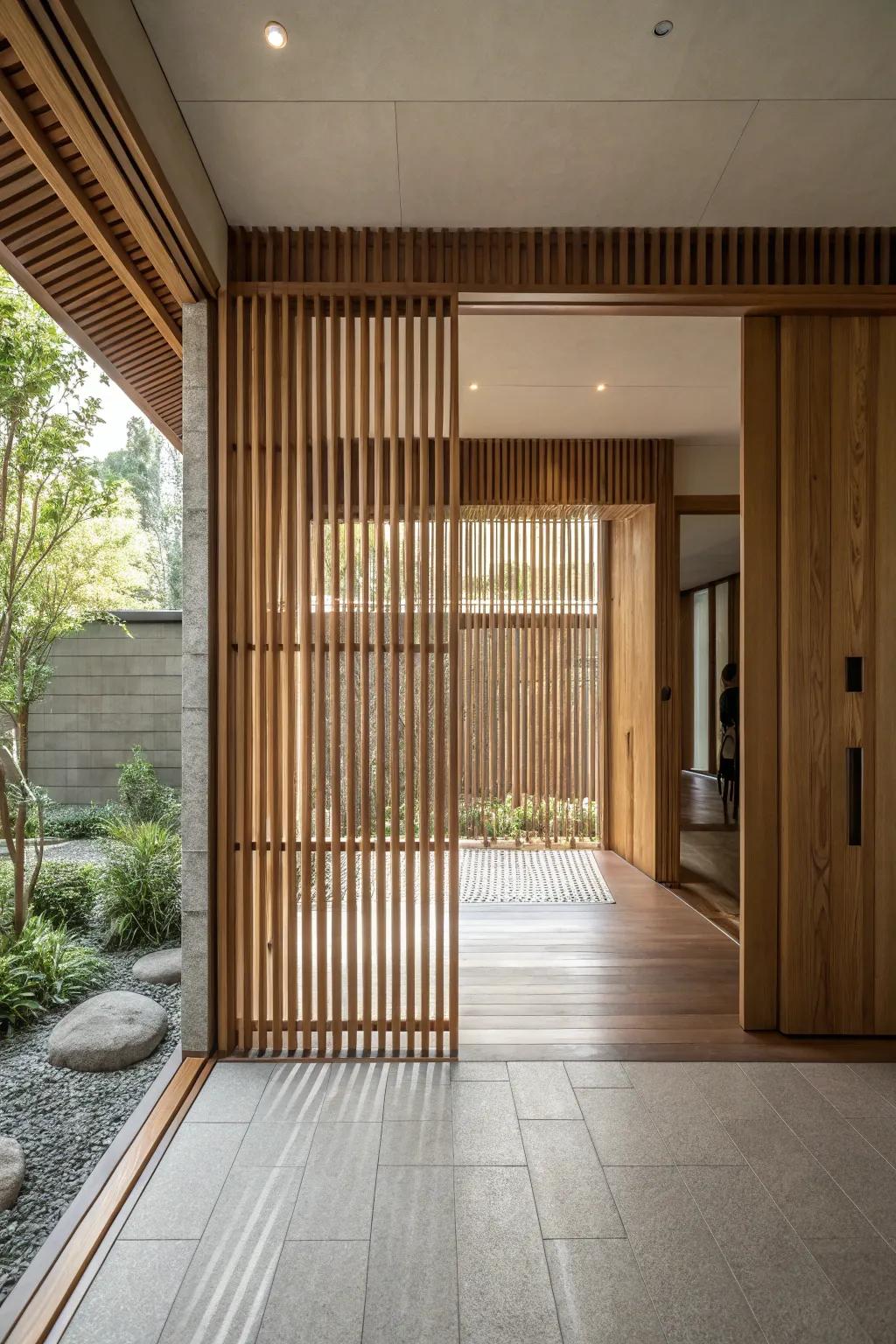 Timber panelling delivers a comfortable and inviting spatial division.