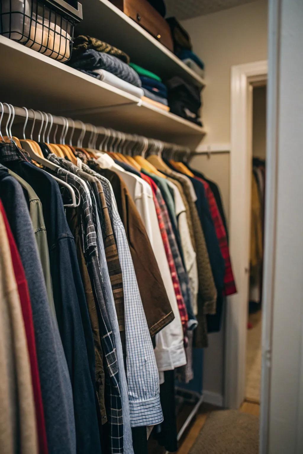 Get twice the hanging area by carefully placing rods.