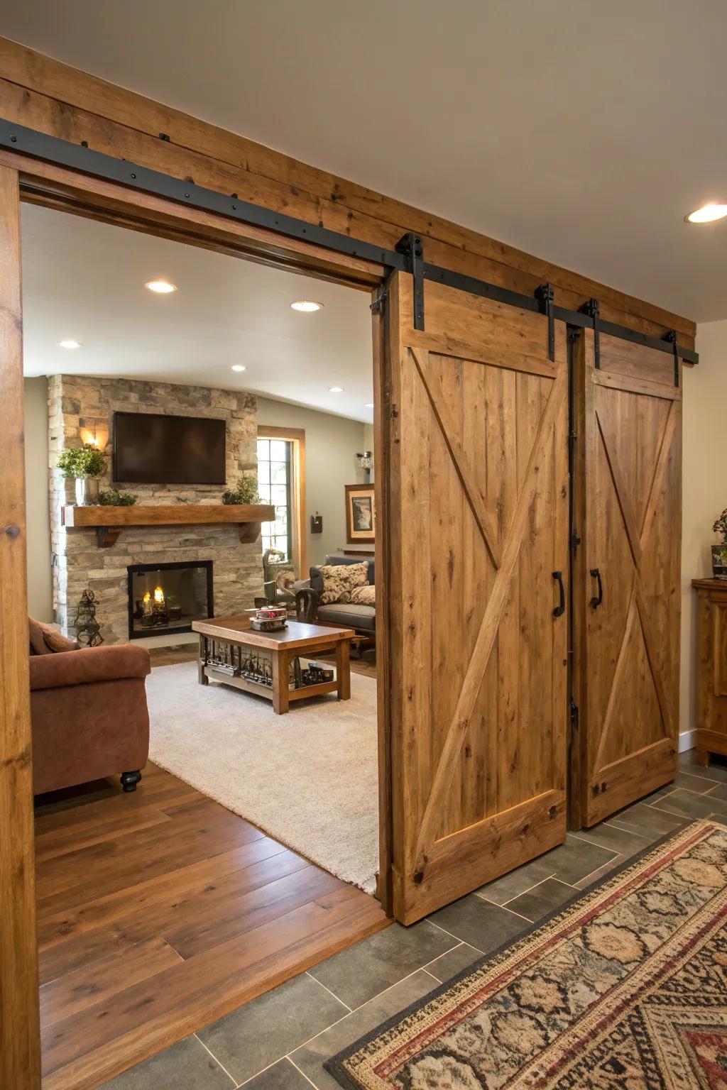 Moving doors merge practicality with countryside charm.