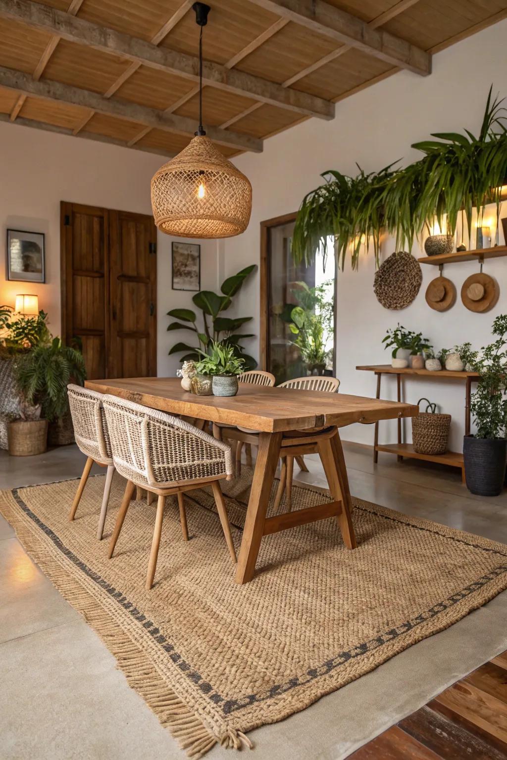 Showcase rustic appeal with a rug made from natural fibers.