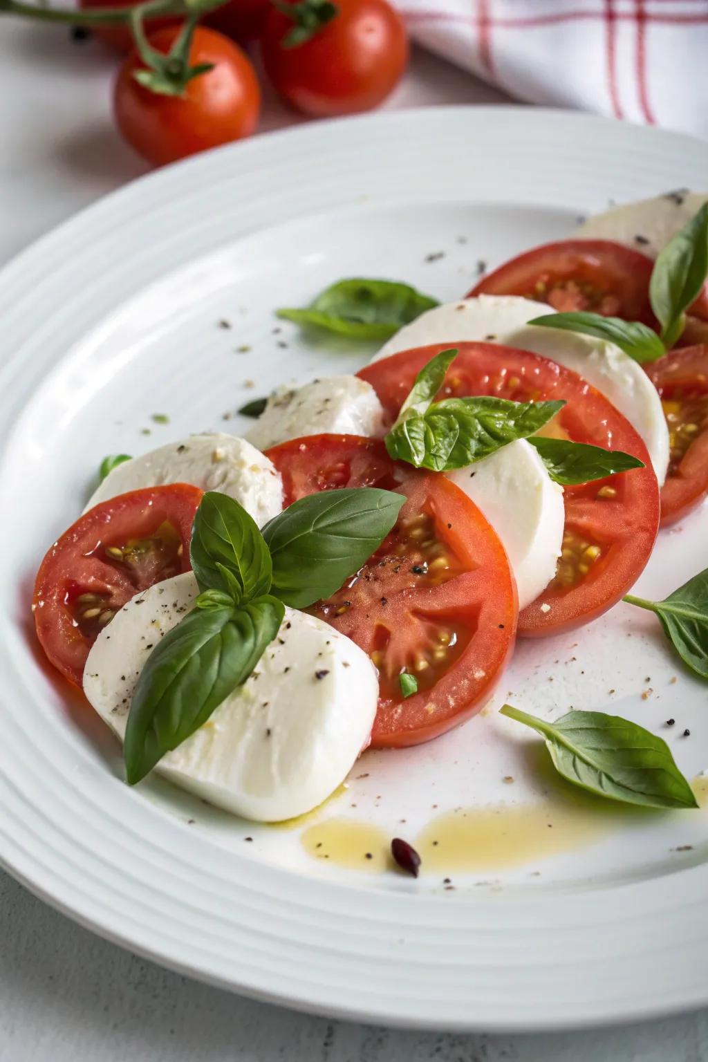 Enjoy the Italian tastes with a classic tomato mozzarella salad.