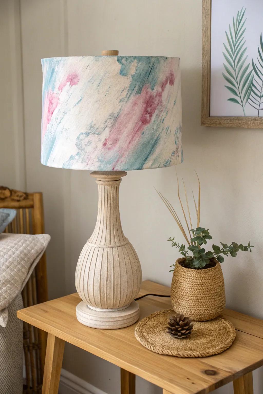 Transform your space with a dreamy watercolor lampshade—where minimalist design meets artistic flair.