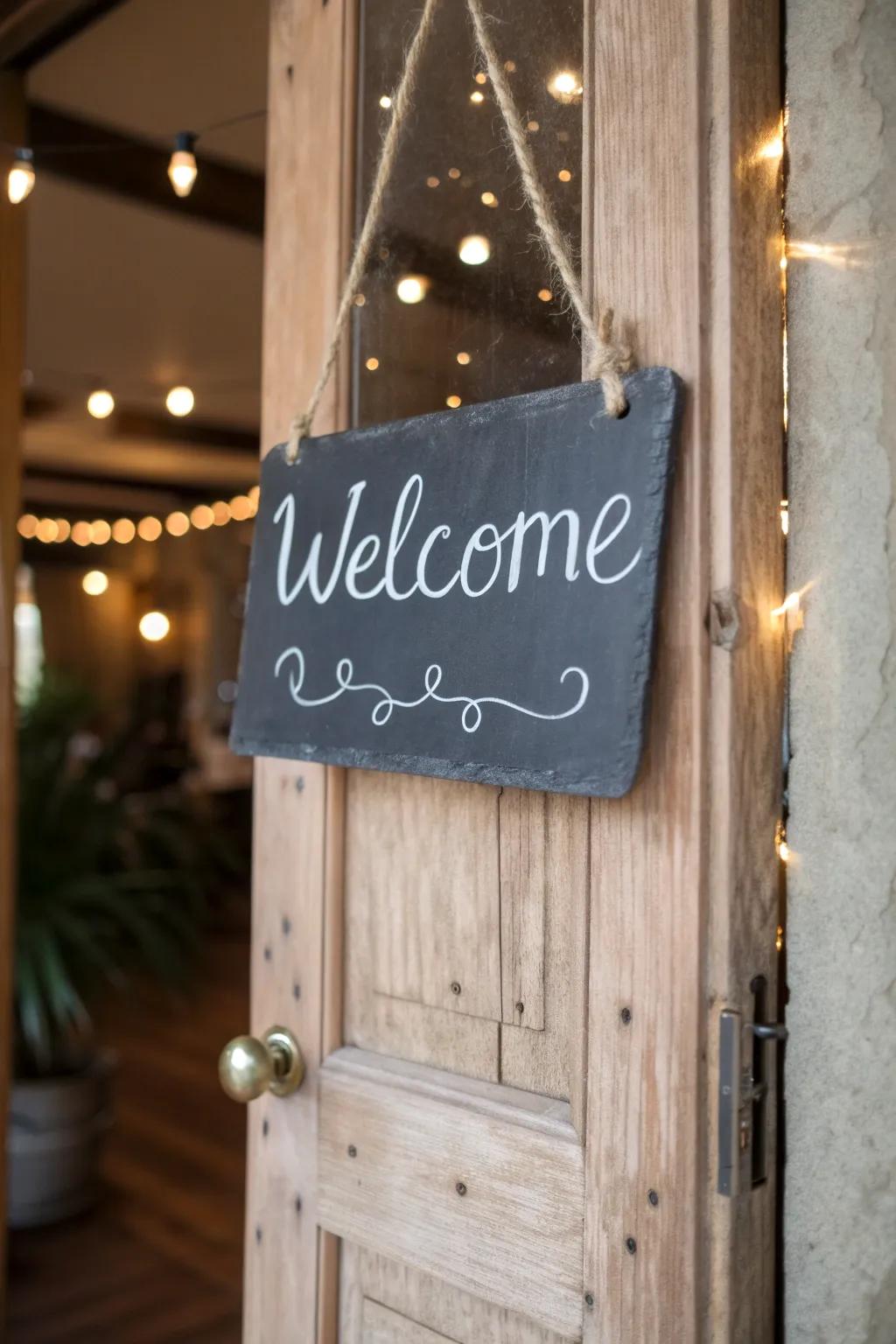 Tailor your portal with a charming slateboard door piece.