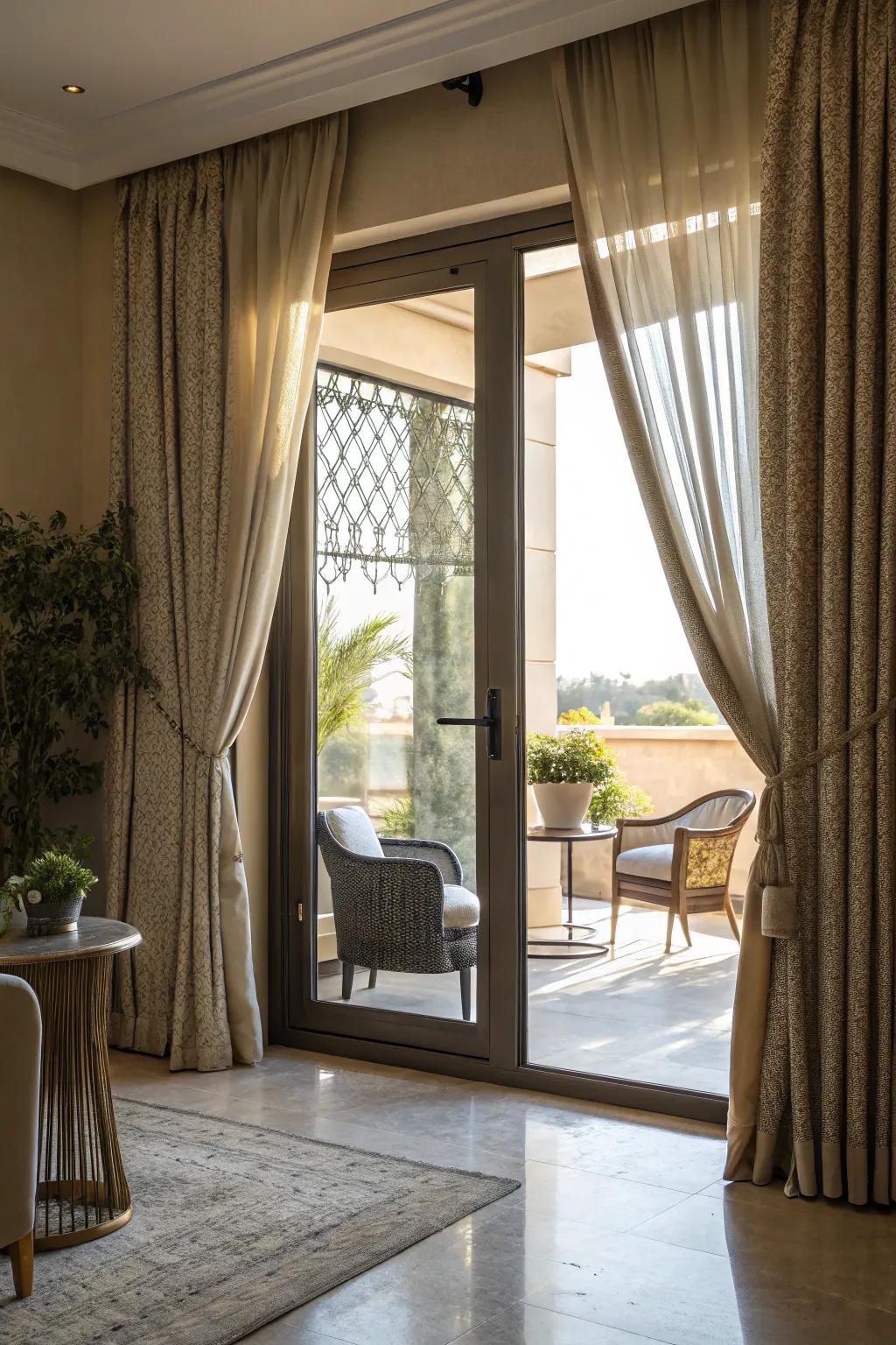 Attain privacy with graceful curtains.