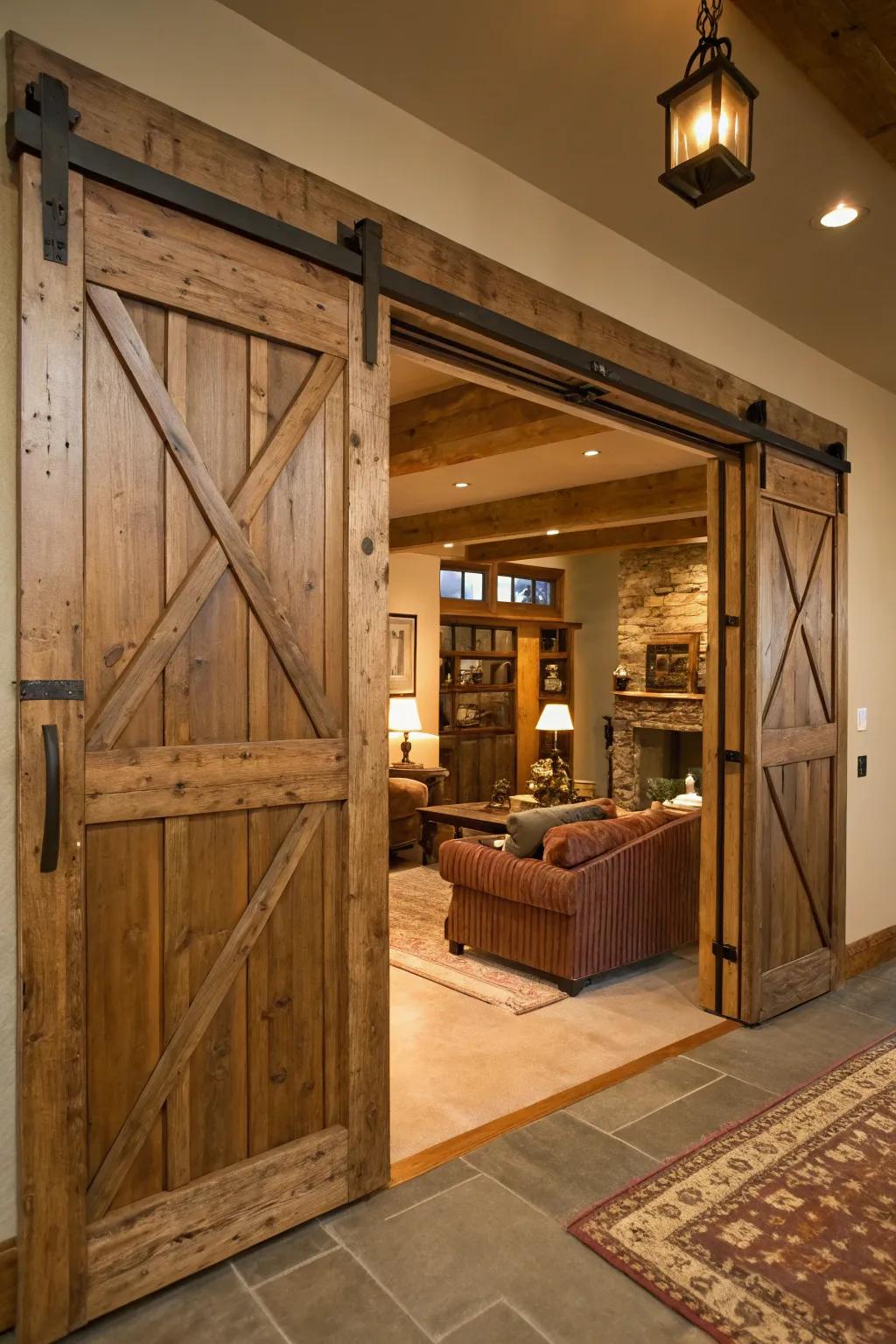 Incorporate countryside charm with traditional board doors.