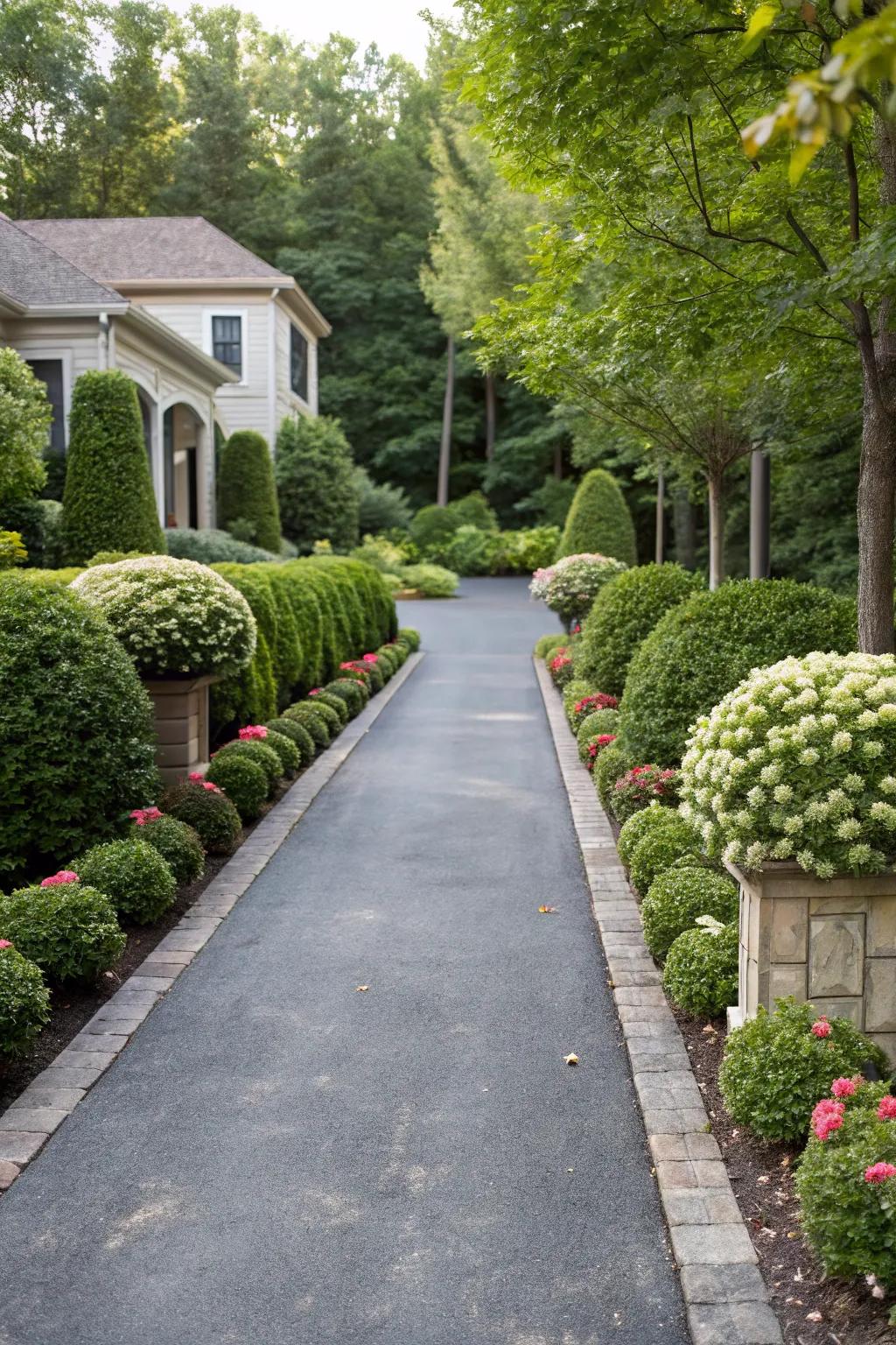 Symmetrical planting delivers a harmonious and structured visual appeal.