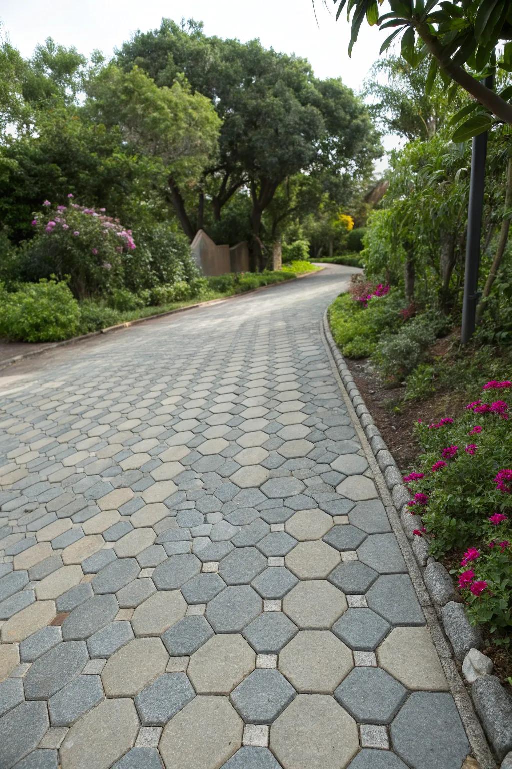 Geometric designs introduce an artistic element to your driveway.