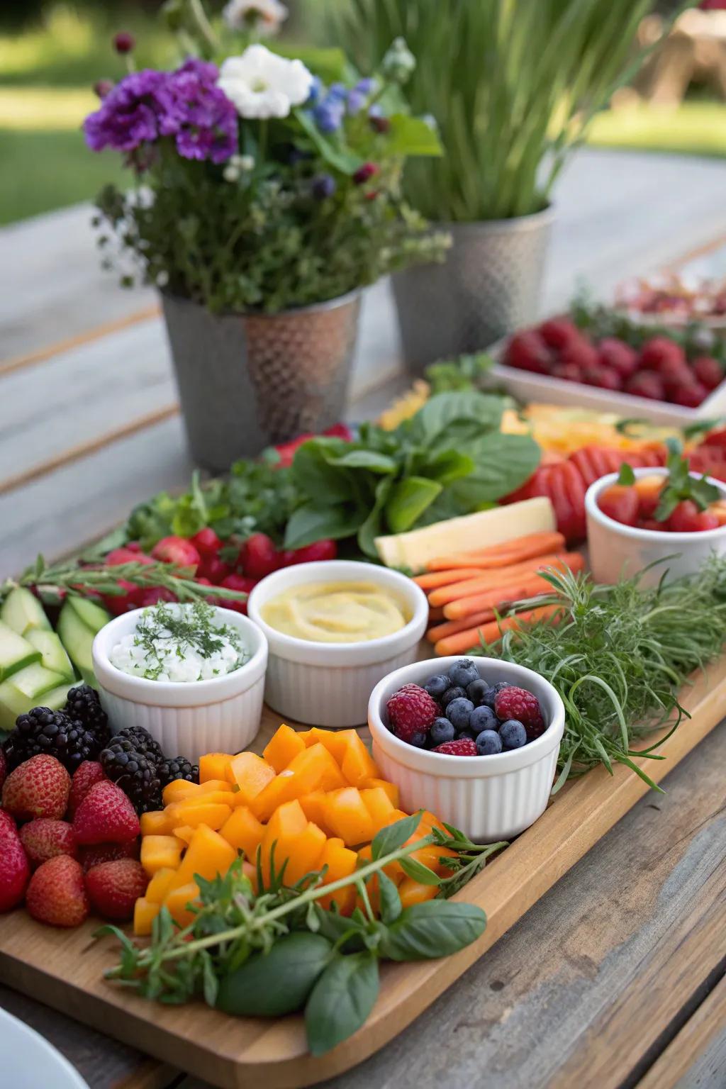 A vibrant and fresh presentation inspired by a spring garden, featuring seasonal delights.