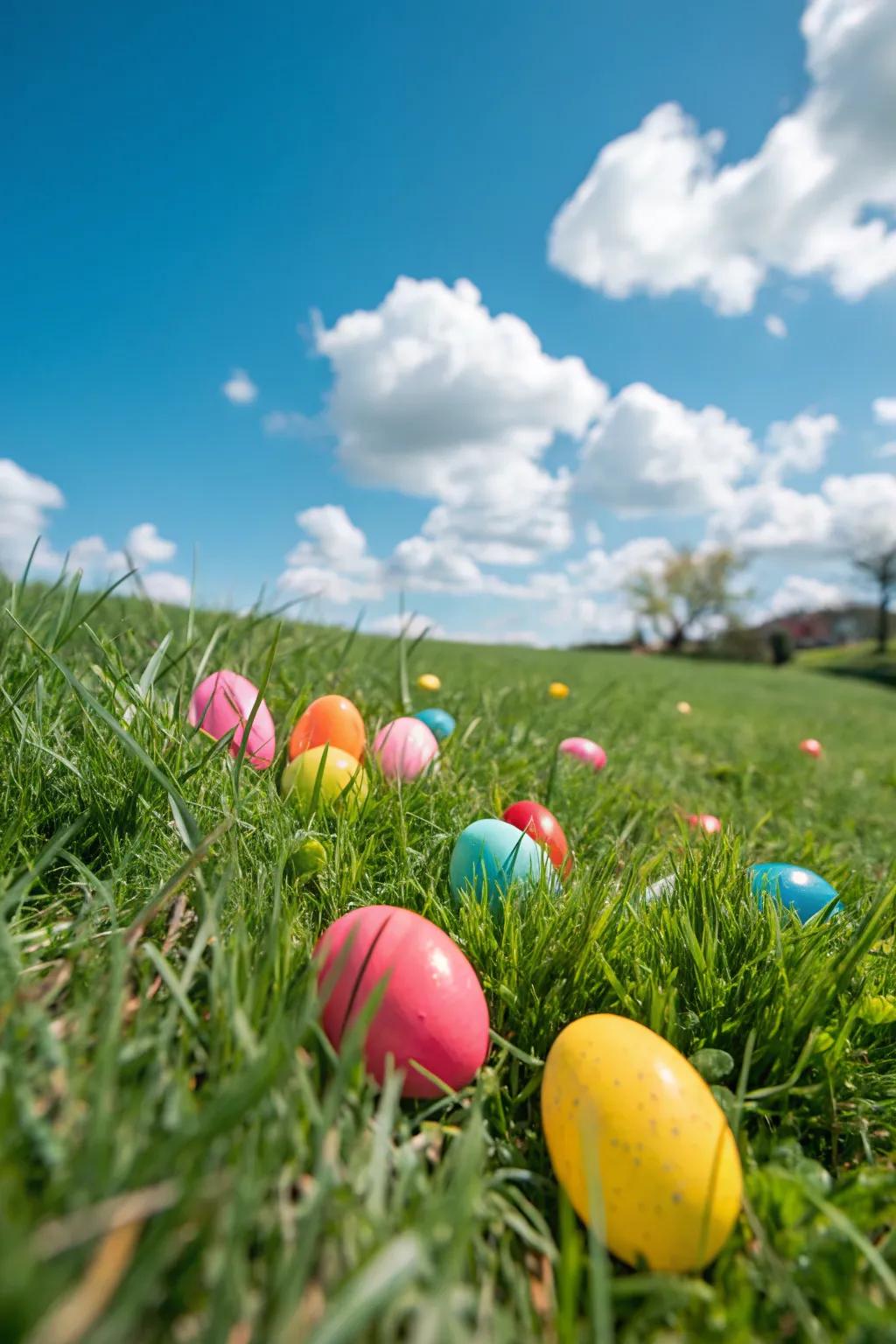 Scatter bright eggs along the path for an entertaining exploration.