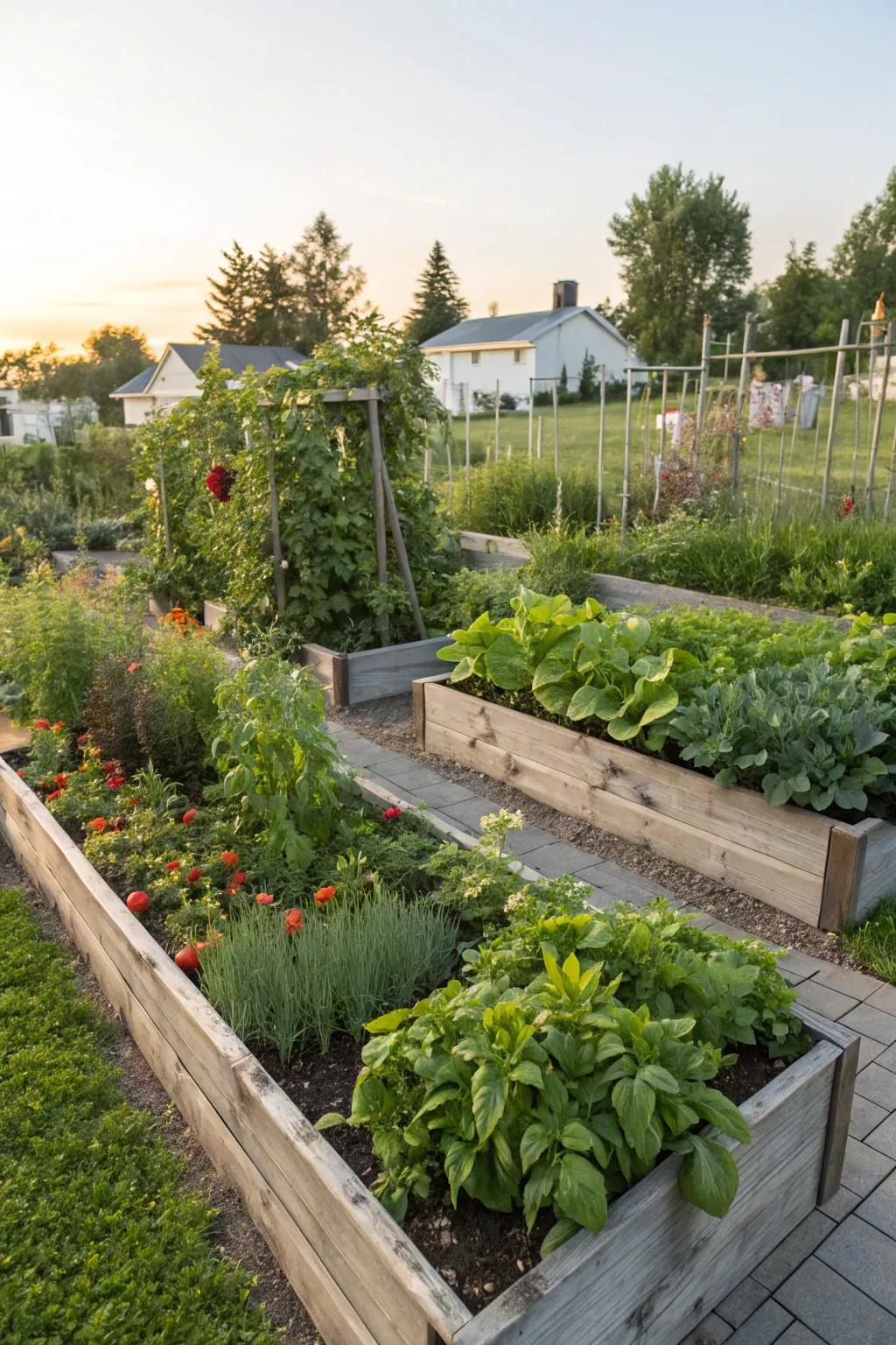 Raised beds offer structure and enhance the soil conditions for your edibles.