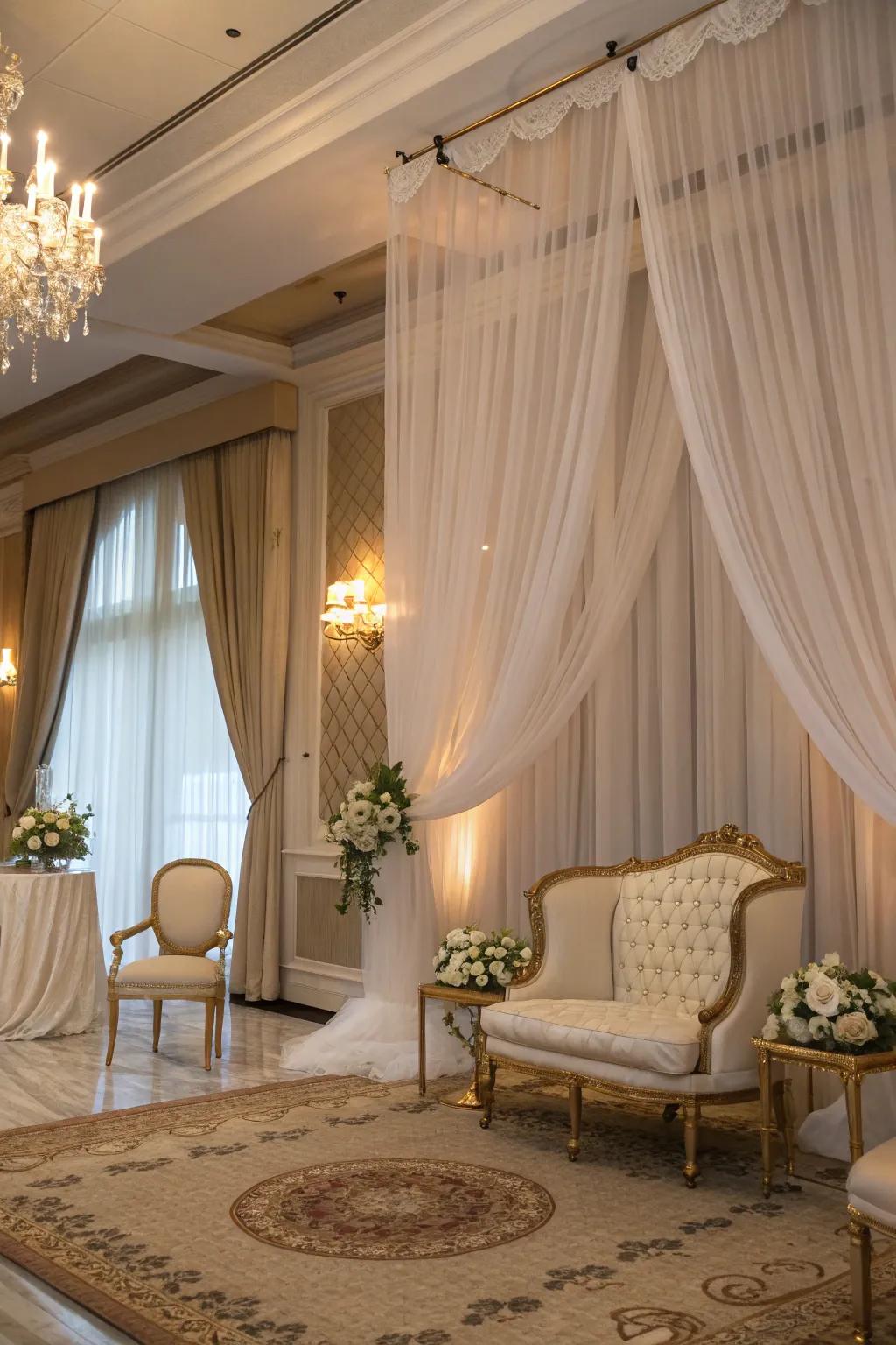 Draped fabrics introduce a subtle sophistication to any area.