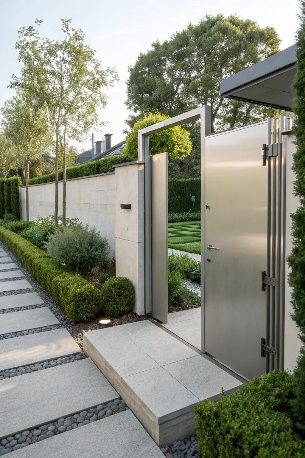 A sophisticated and minimalist gate design.