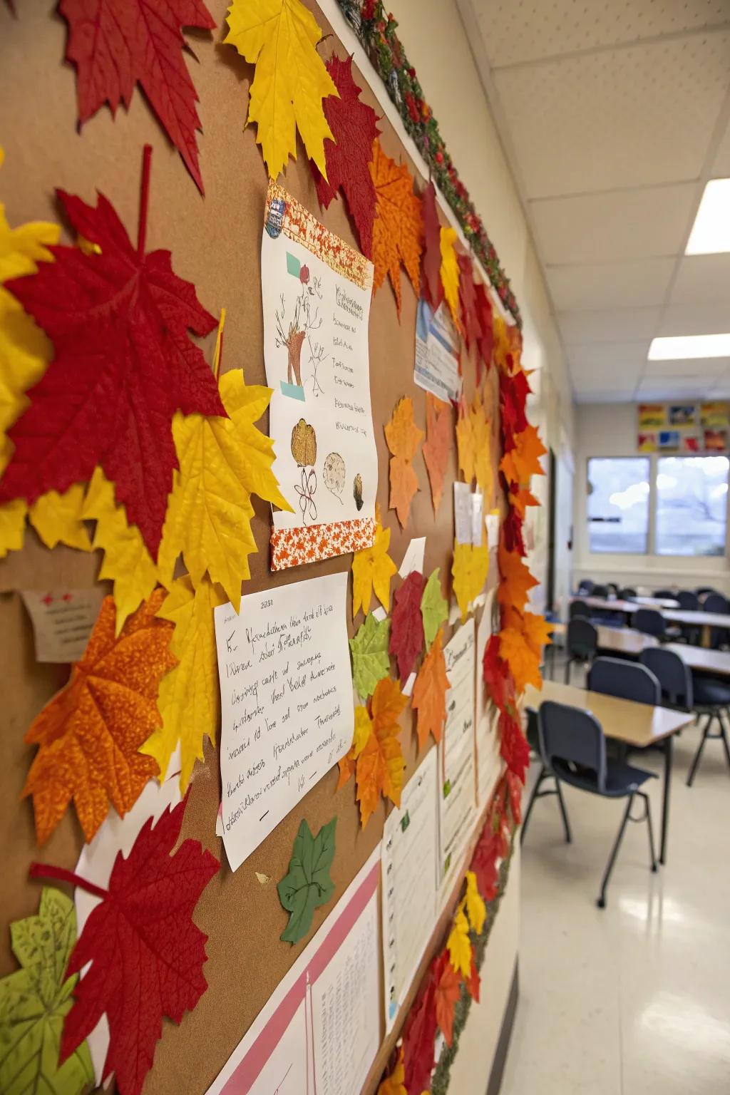 A thankfulness-laden autumnal foliage notice board.