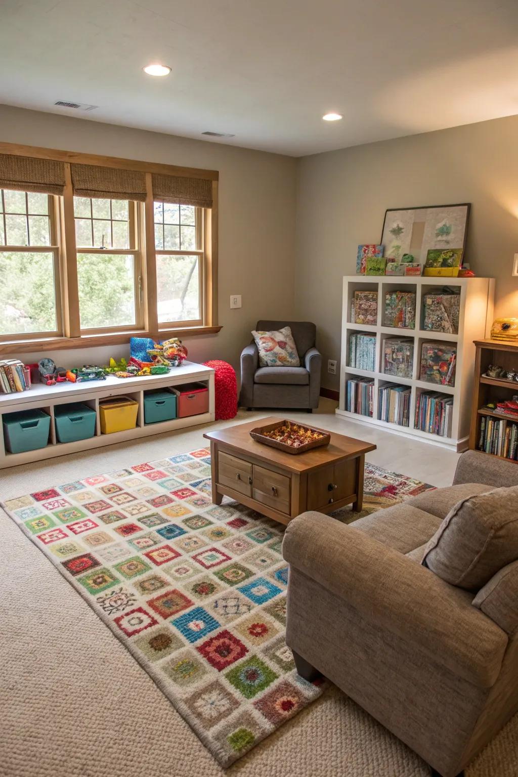Defined sections maintain function and flow in the family space.
