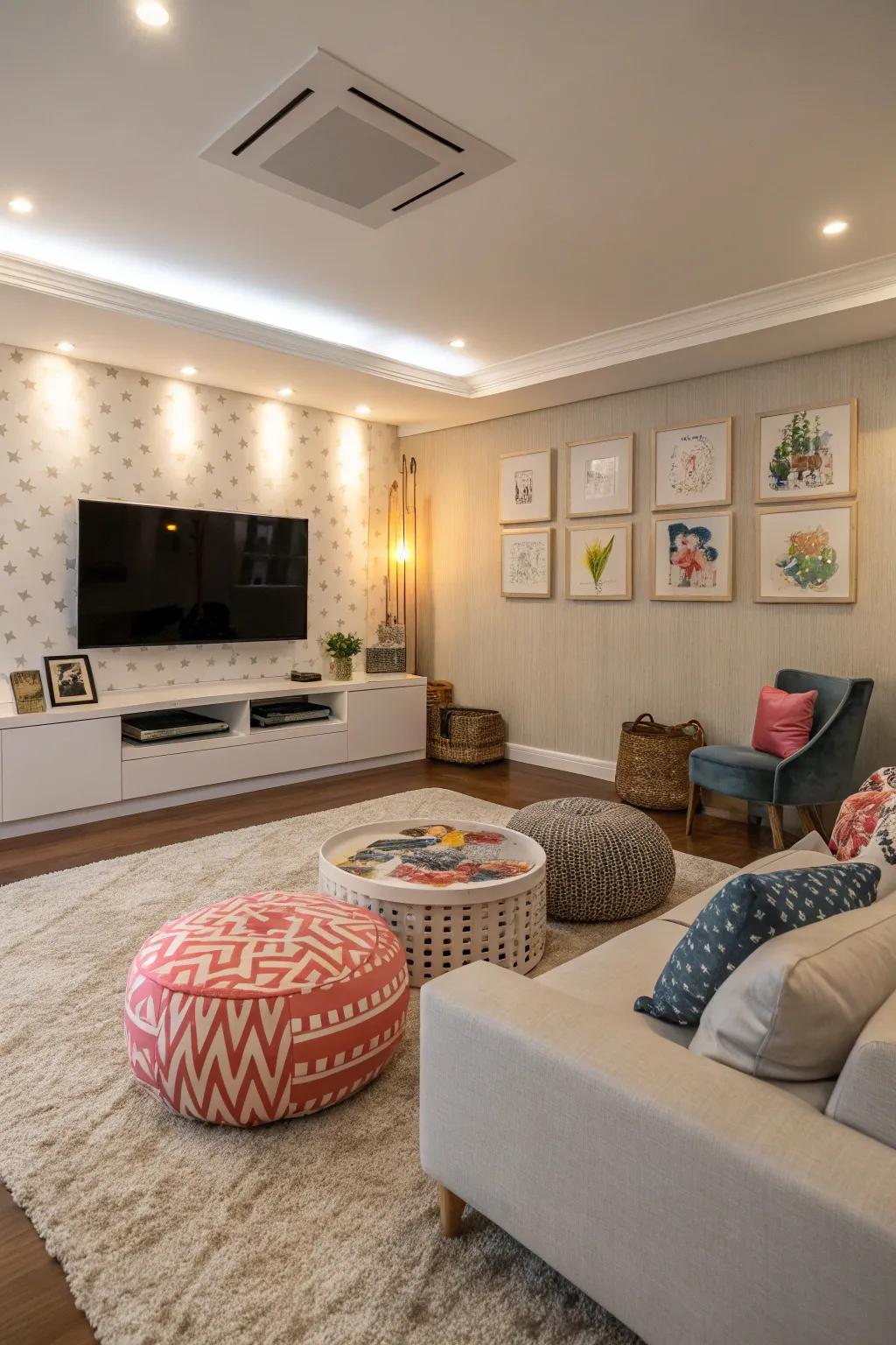 Distinct decor for distinct areas.