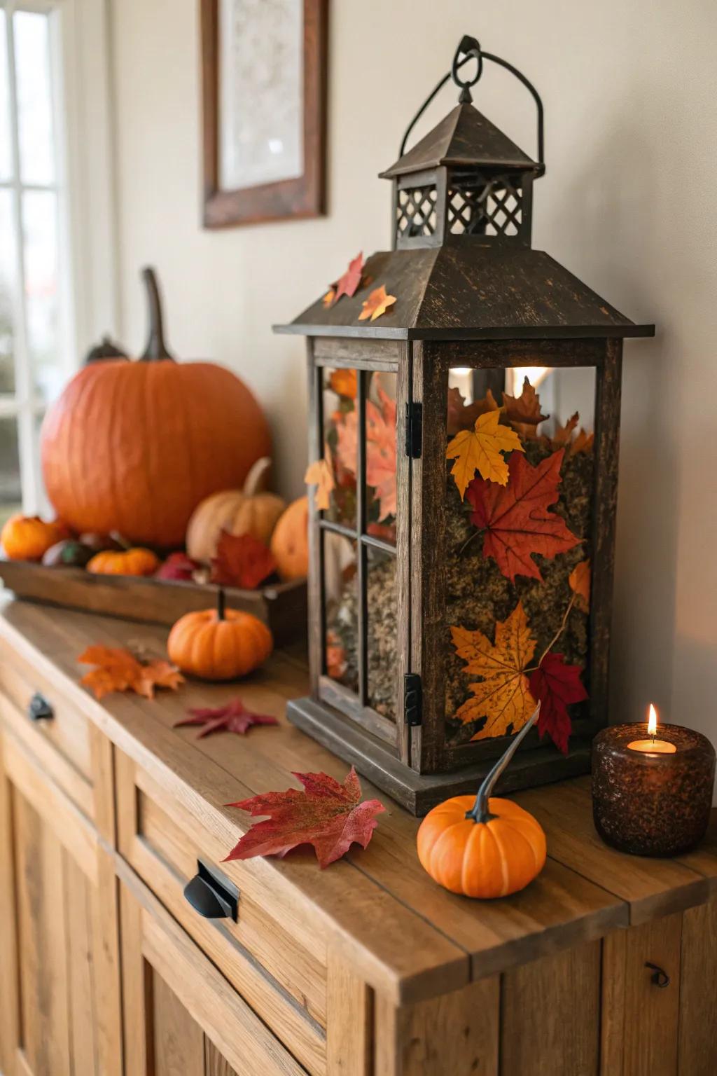 Populate lanterns with timely ornaments for a rejuvenated appearance.