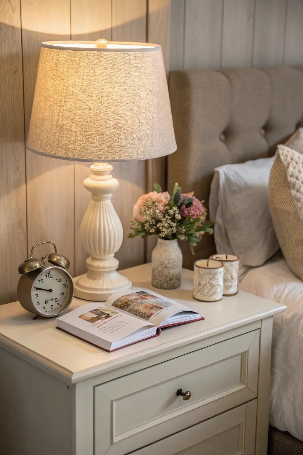 Earthy tones foster a soothing farmhouse ambiance.
