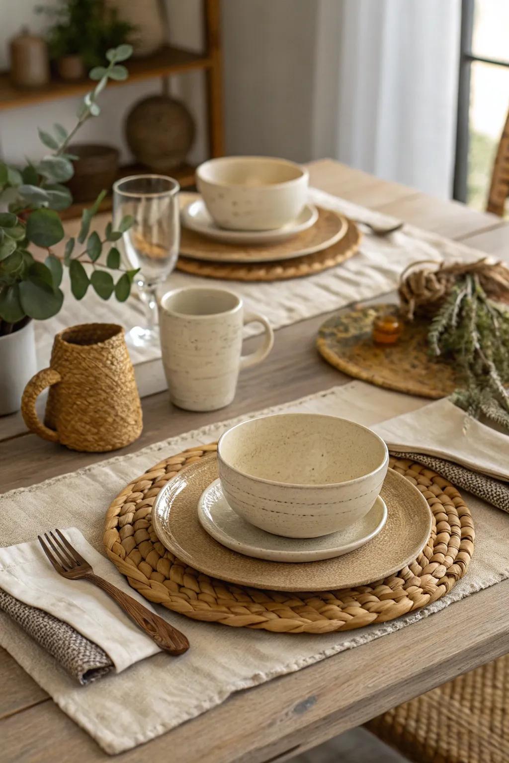 Neutral tones enhance the calming farmhouse vibe.