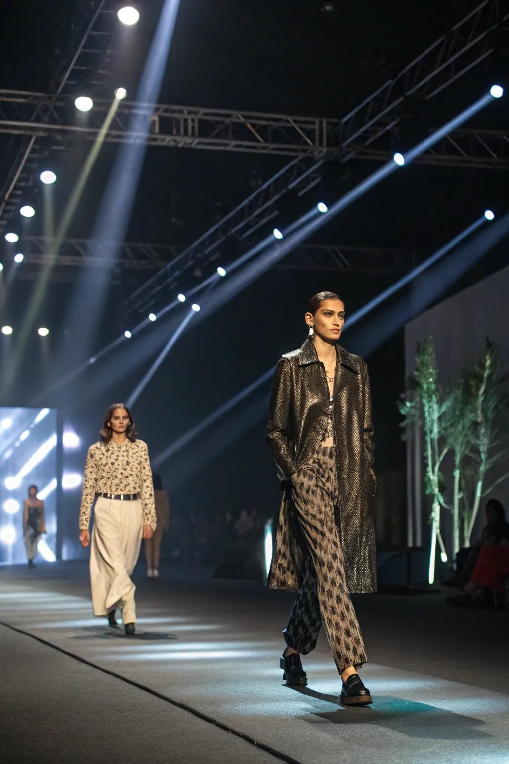 Dynamic illumination techniques brighten up a fashion show runway, crafting an enthralling atmosphere.