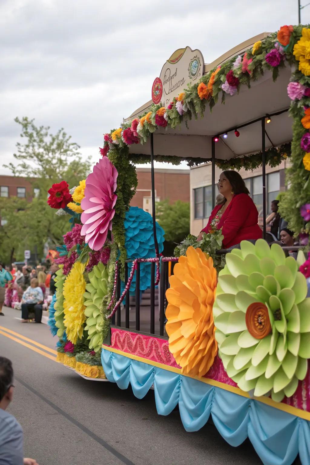 A botanical display on a celebration cart.
