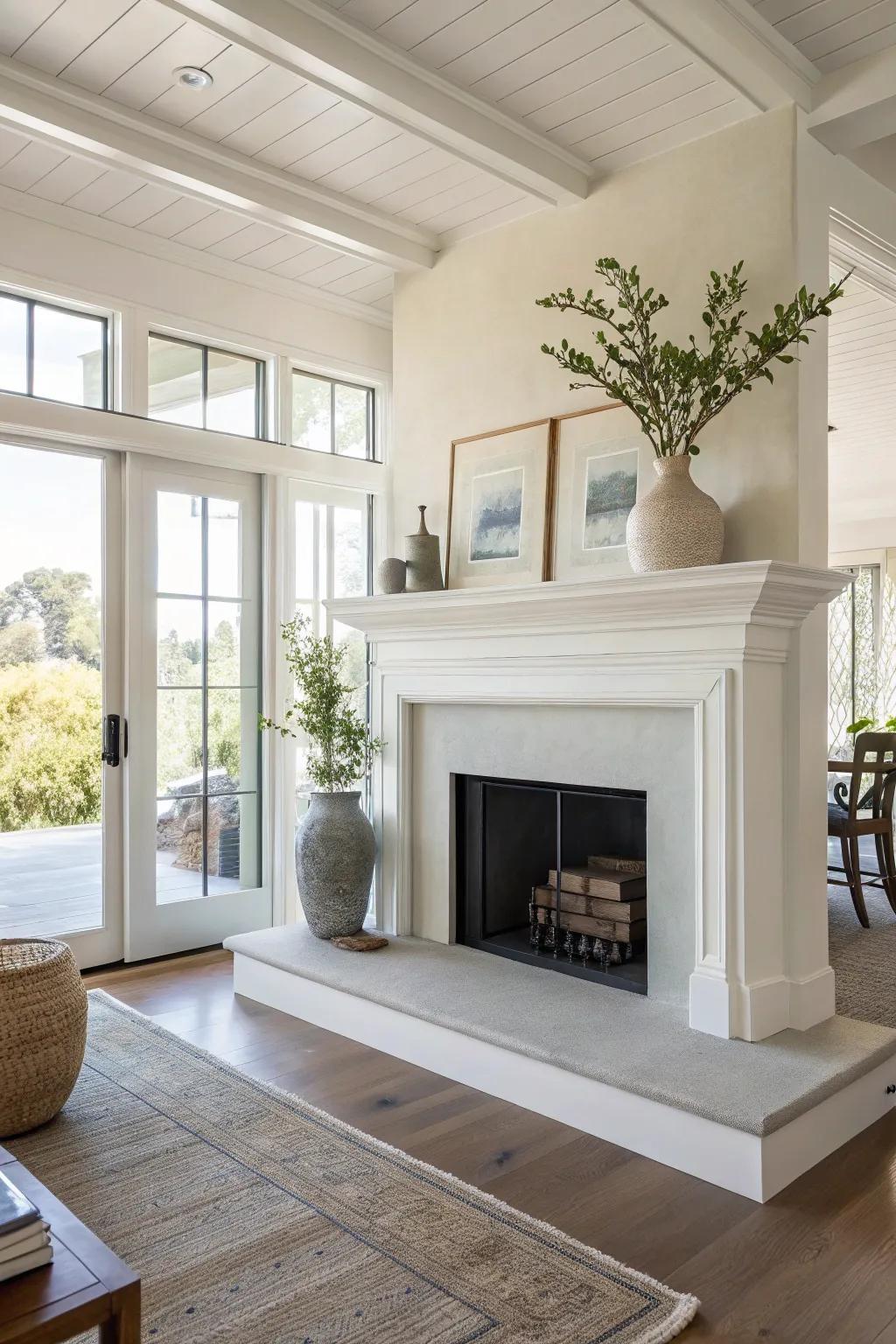 An understated mantel emphasizing the beauty of simplicity.