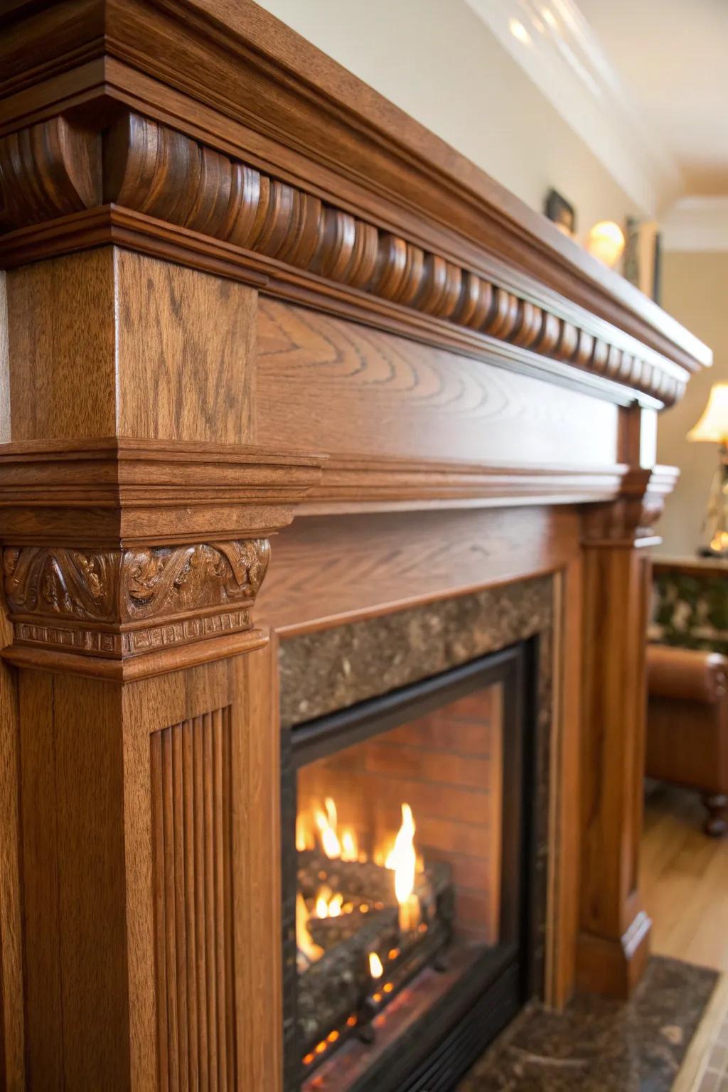 The mantel provides an exquisite finishing touch to your fireplace.