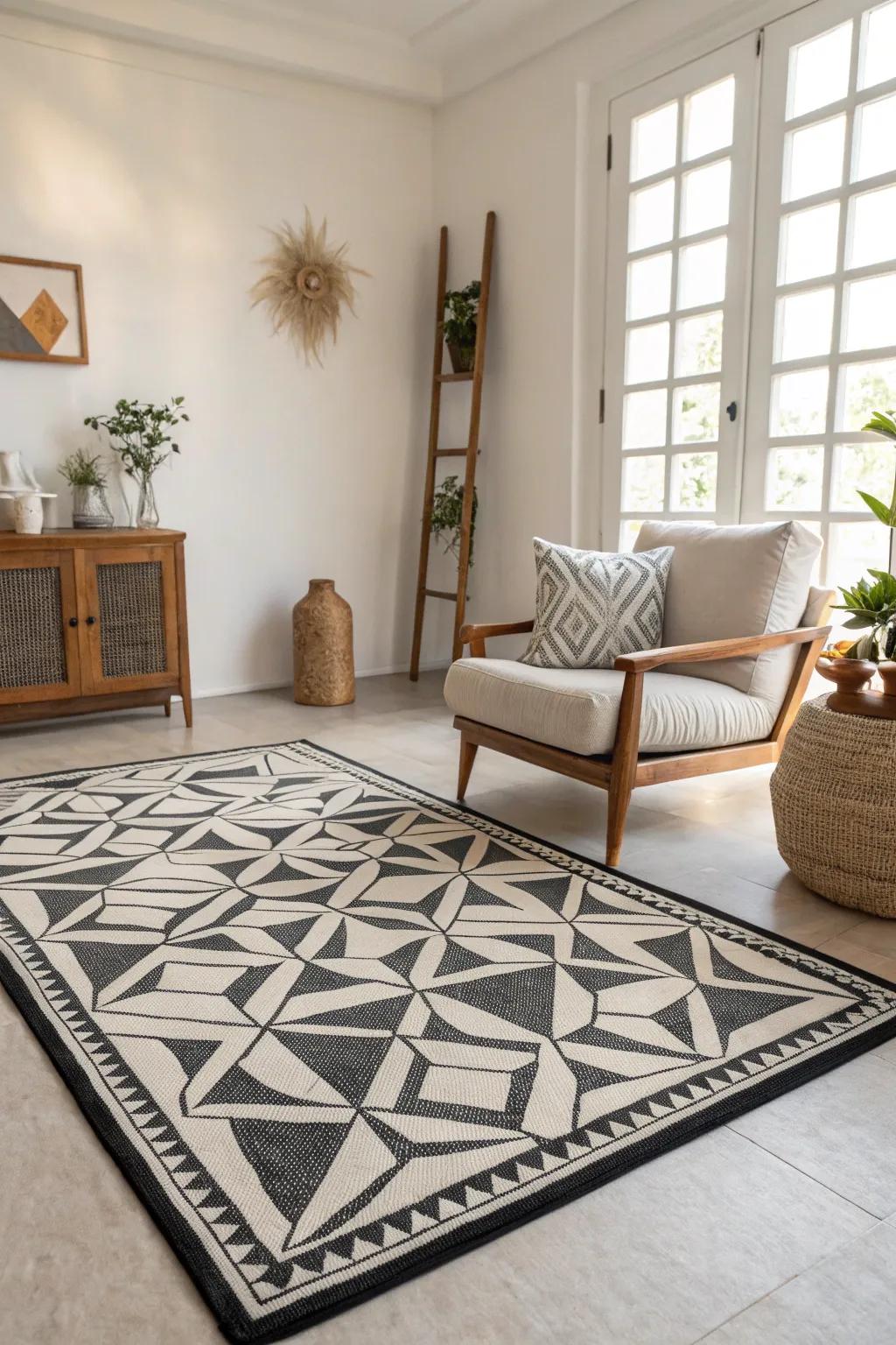 Geometric designs can transform a simple room into an engaging focal point.