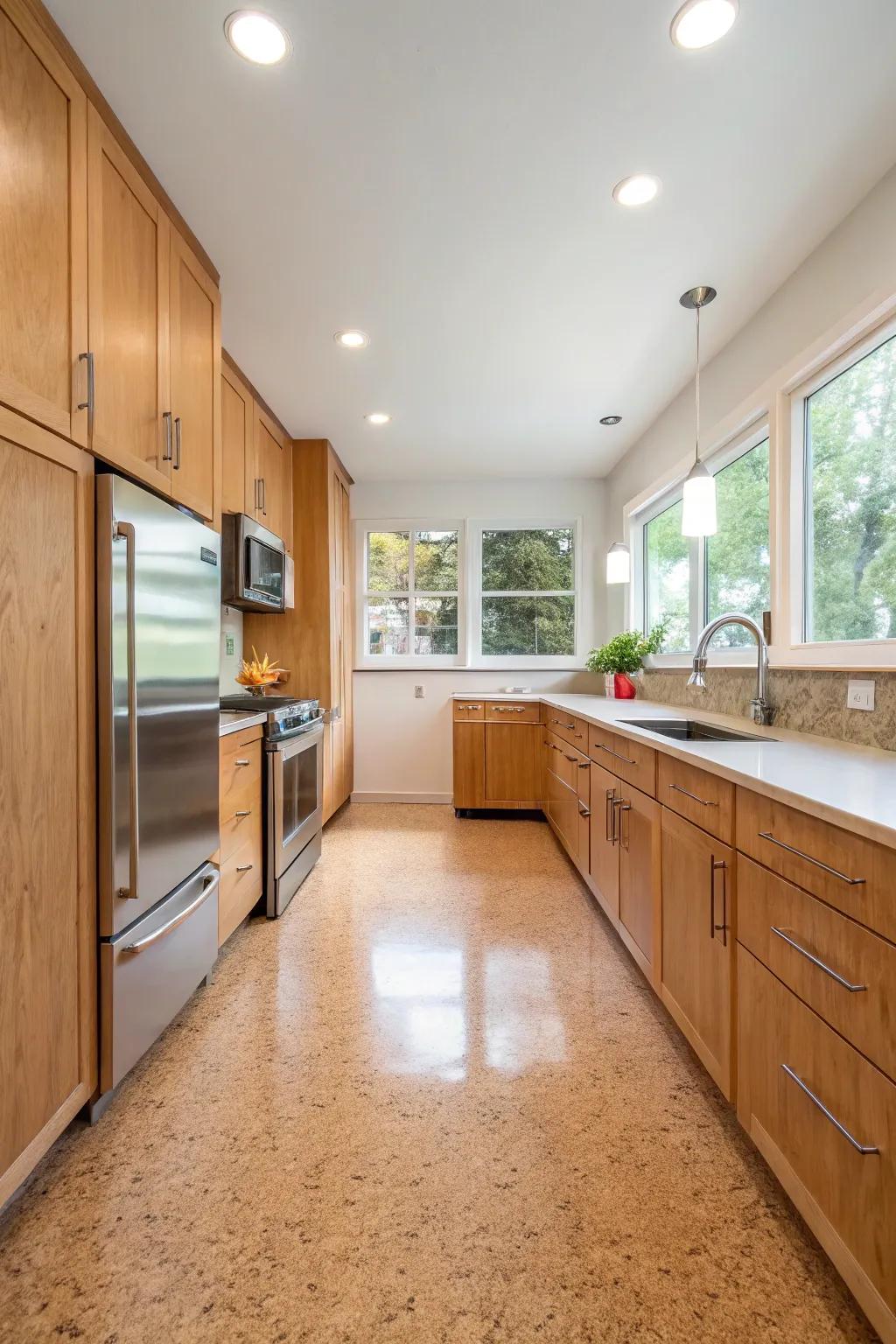 Cork underlayment delivers both comfort and ecological appeal.