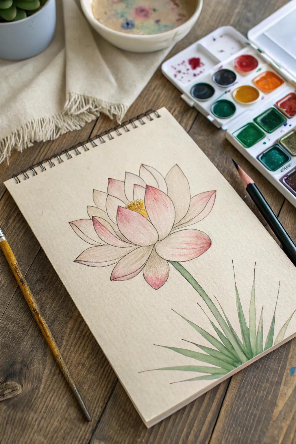 A calm lotus illustration that radiates tranquility and grace.