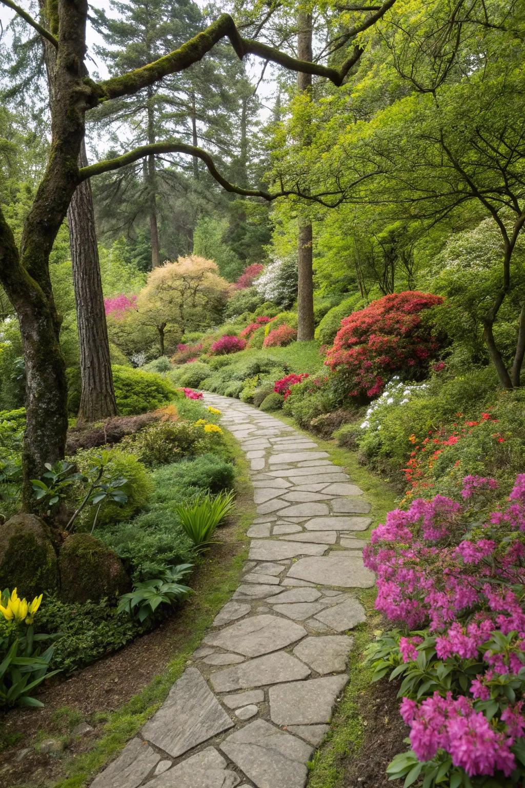 A curving stone path that calls you to explore further.