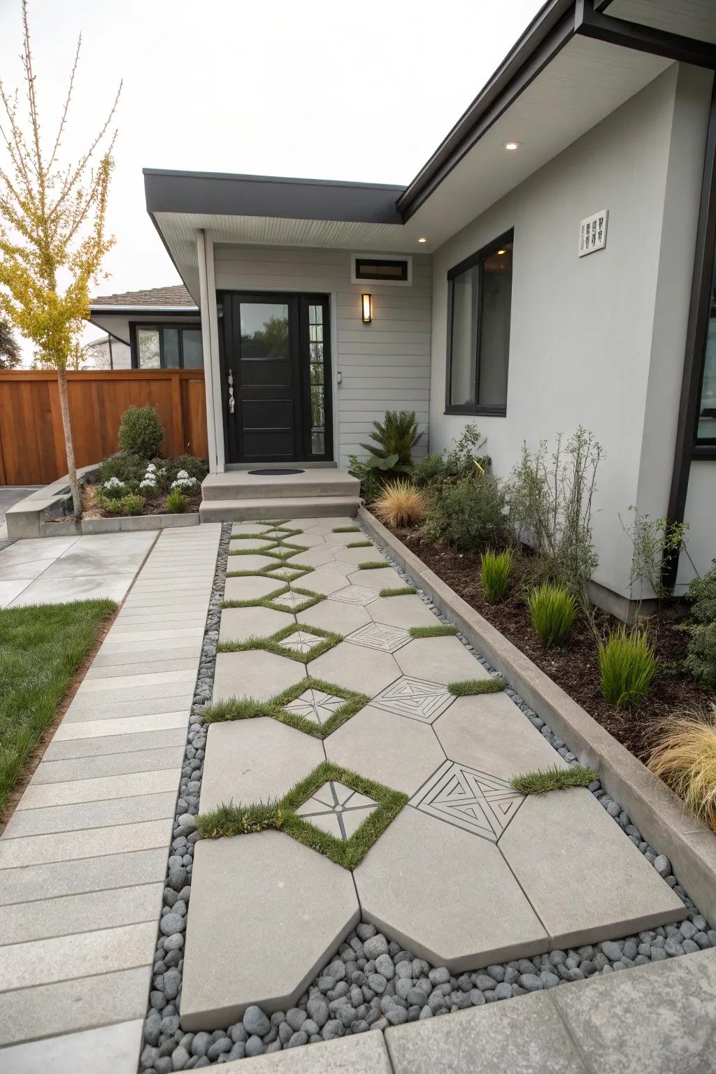 Elegant concrete stones for a refined entryway.