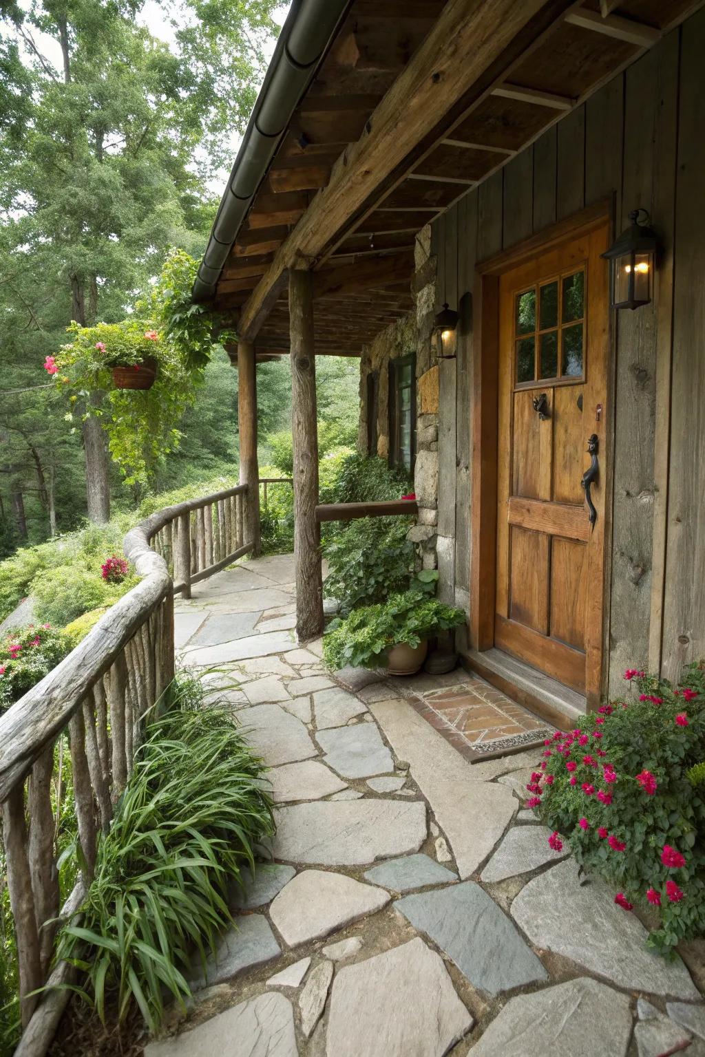 Natural stone pavers easily blend with the outdoors.