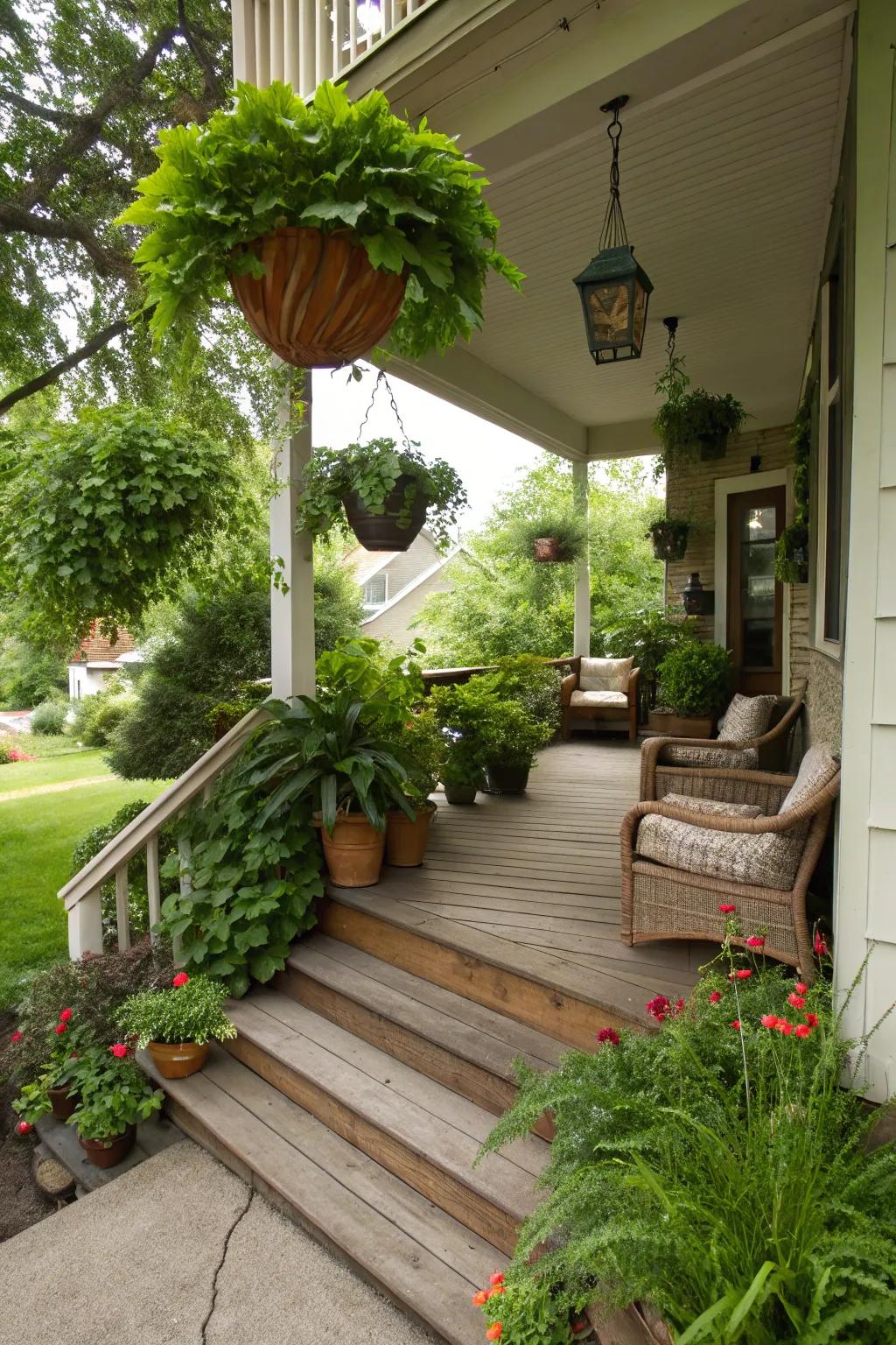 Greenery lends a natural charm to any porch.