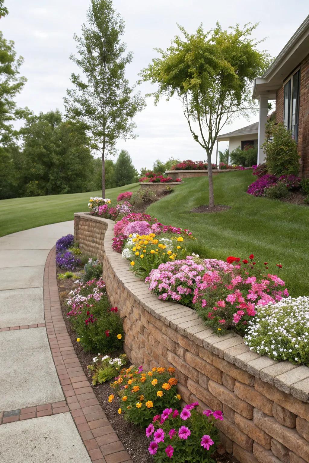 A strong brick support structure enhances the garden’s refinement.