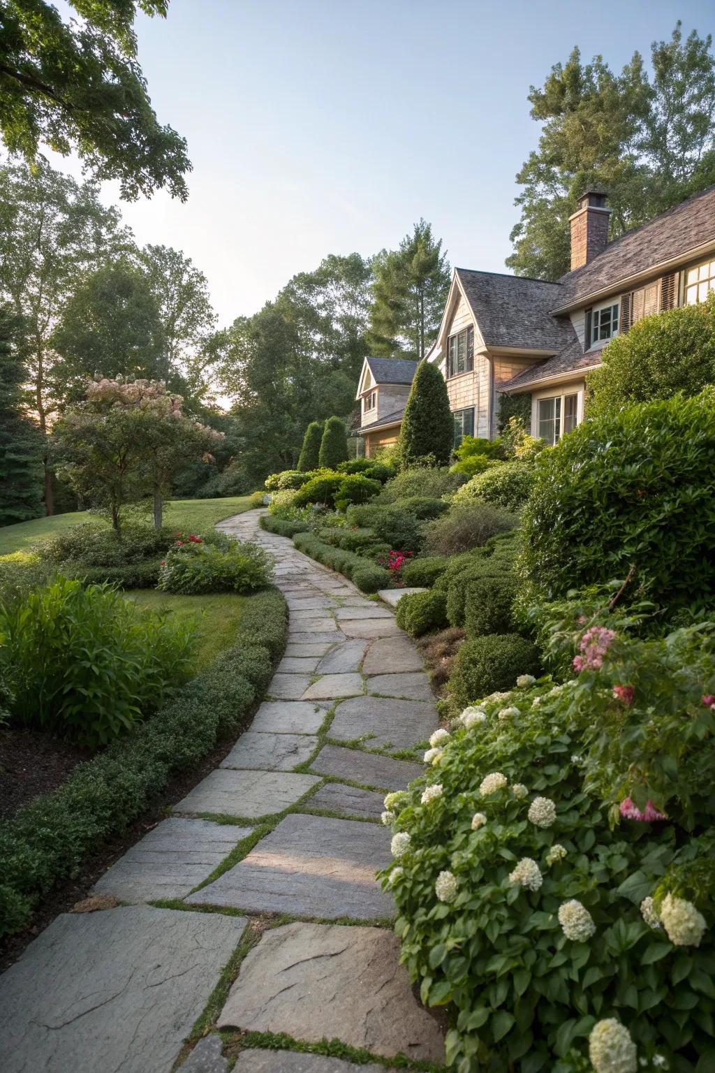 Stone pathways introduce a captivating and useful addition to any yard.