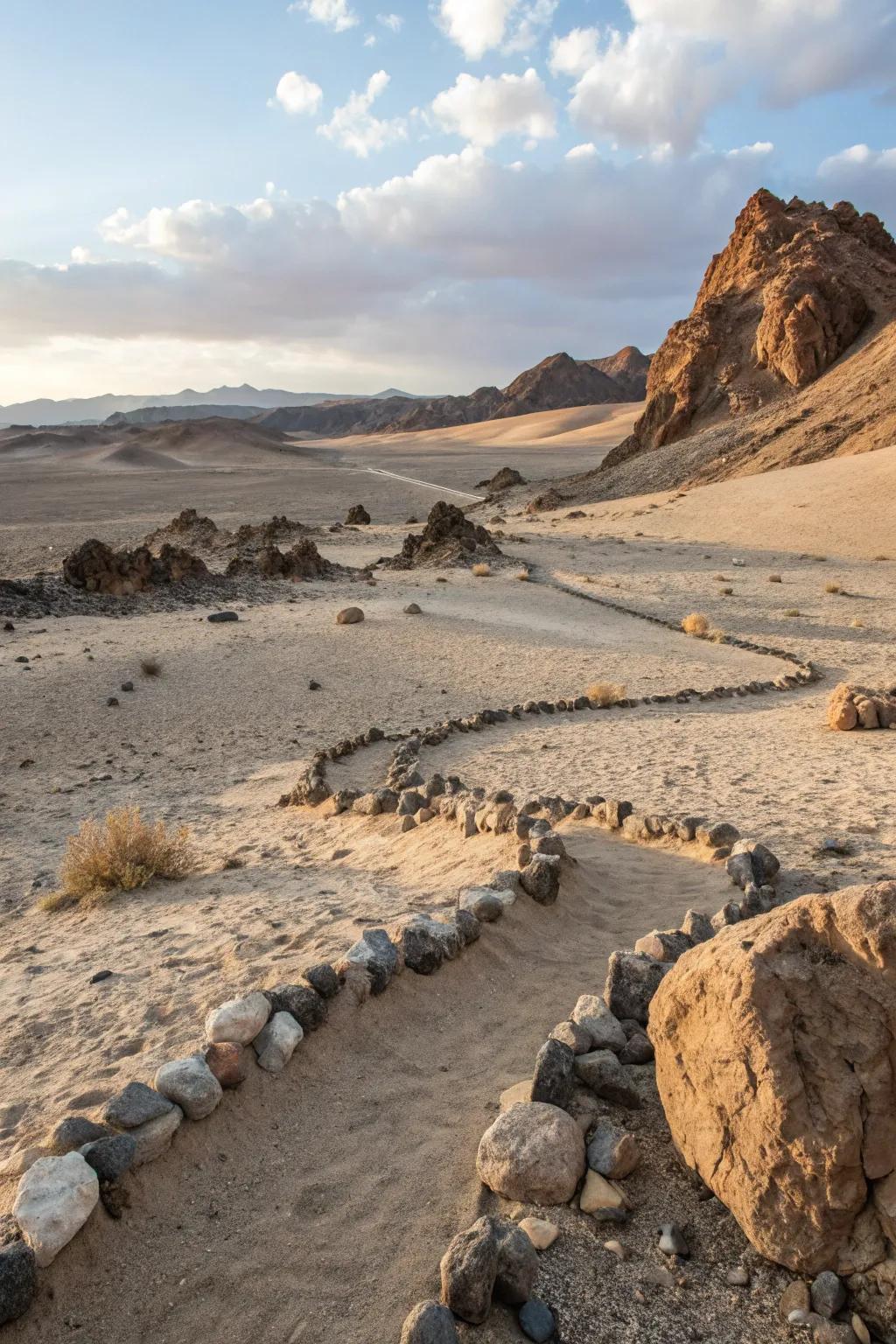 Gravel and rocks contribute a robust charm to arid landscapes.