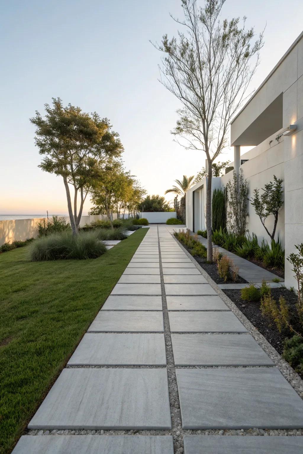 Concrete pavers add a refined, modern touch to your walkway.