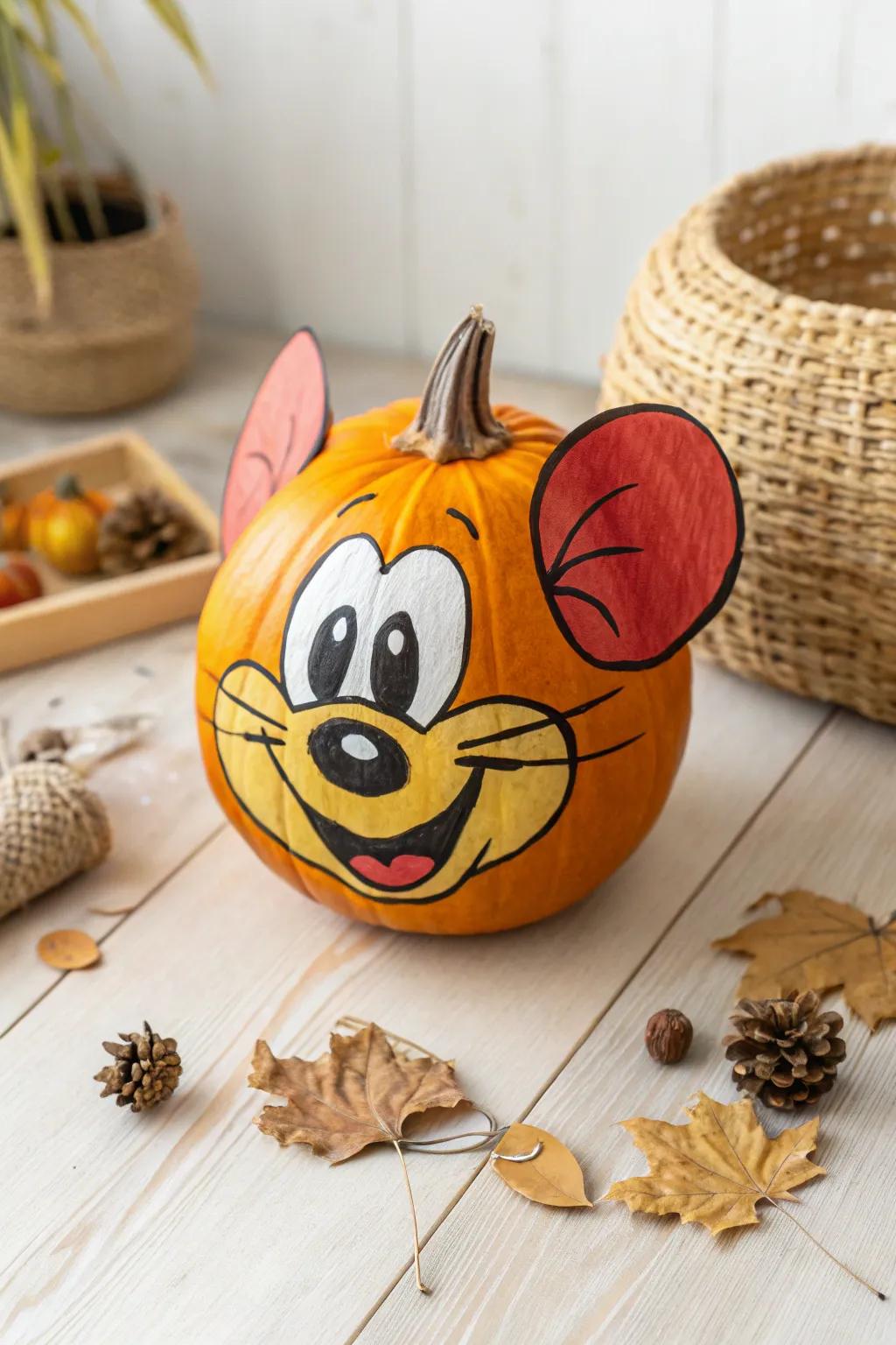 Elevate your pumpkin with enchanting cartoon appeal!