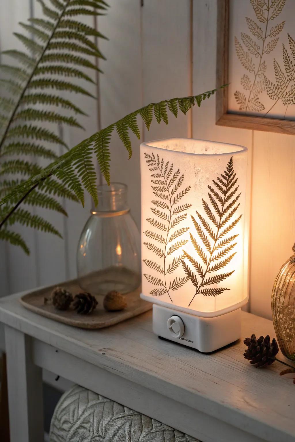 Elevate your space with nature's calming influence through this stunning fused glass night light, where artistry complements understated sophistication.